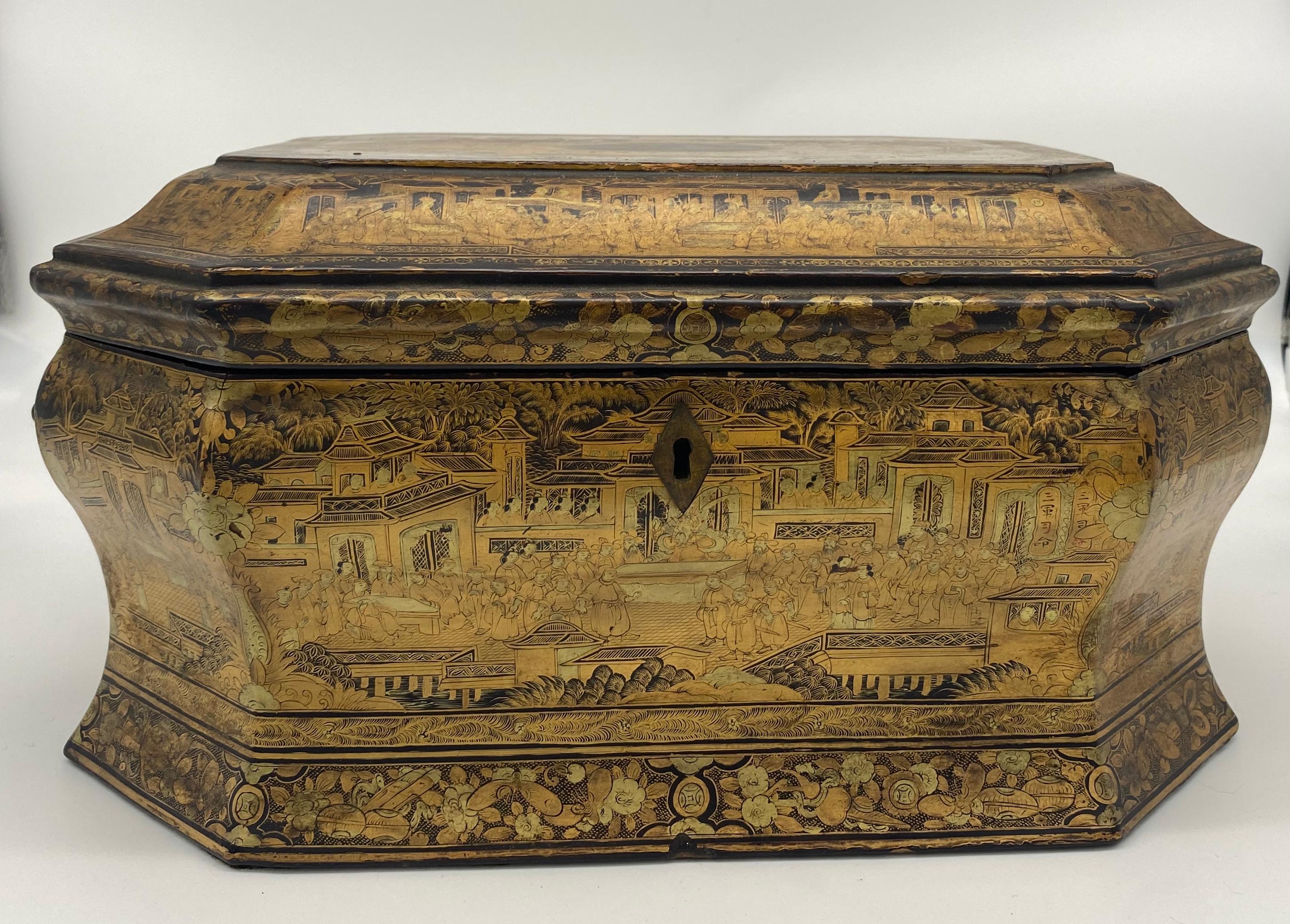 19th Century Large Chinese Lacquer Tea Caddy 7