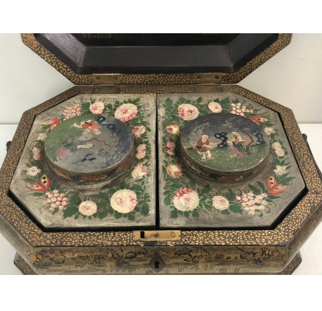 Qing 19th Century Large Chinese Lacquer Tea Caddy