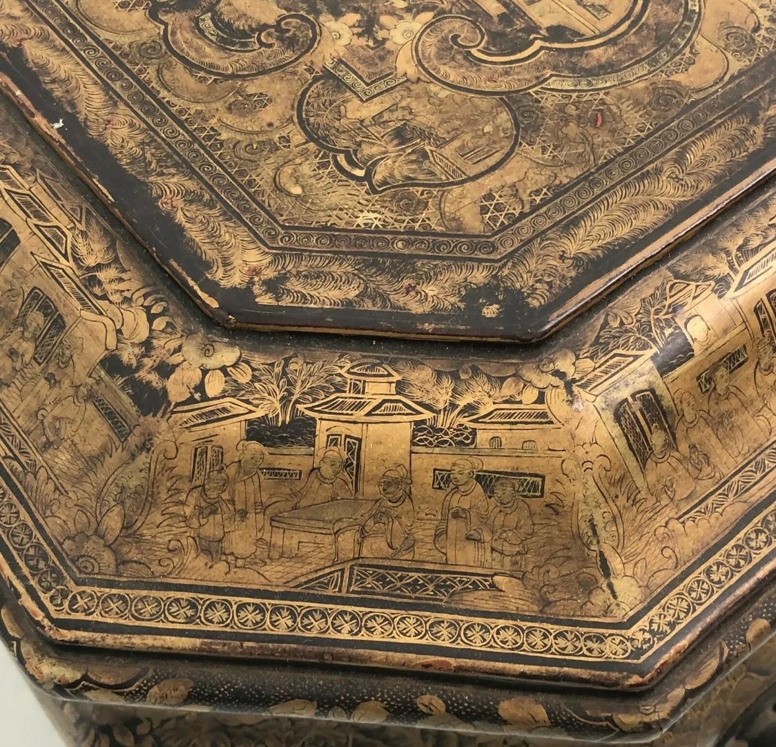19th Century Large Chinese Lacquer Tea Caddy 1