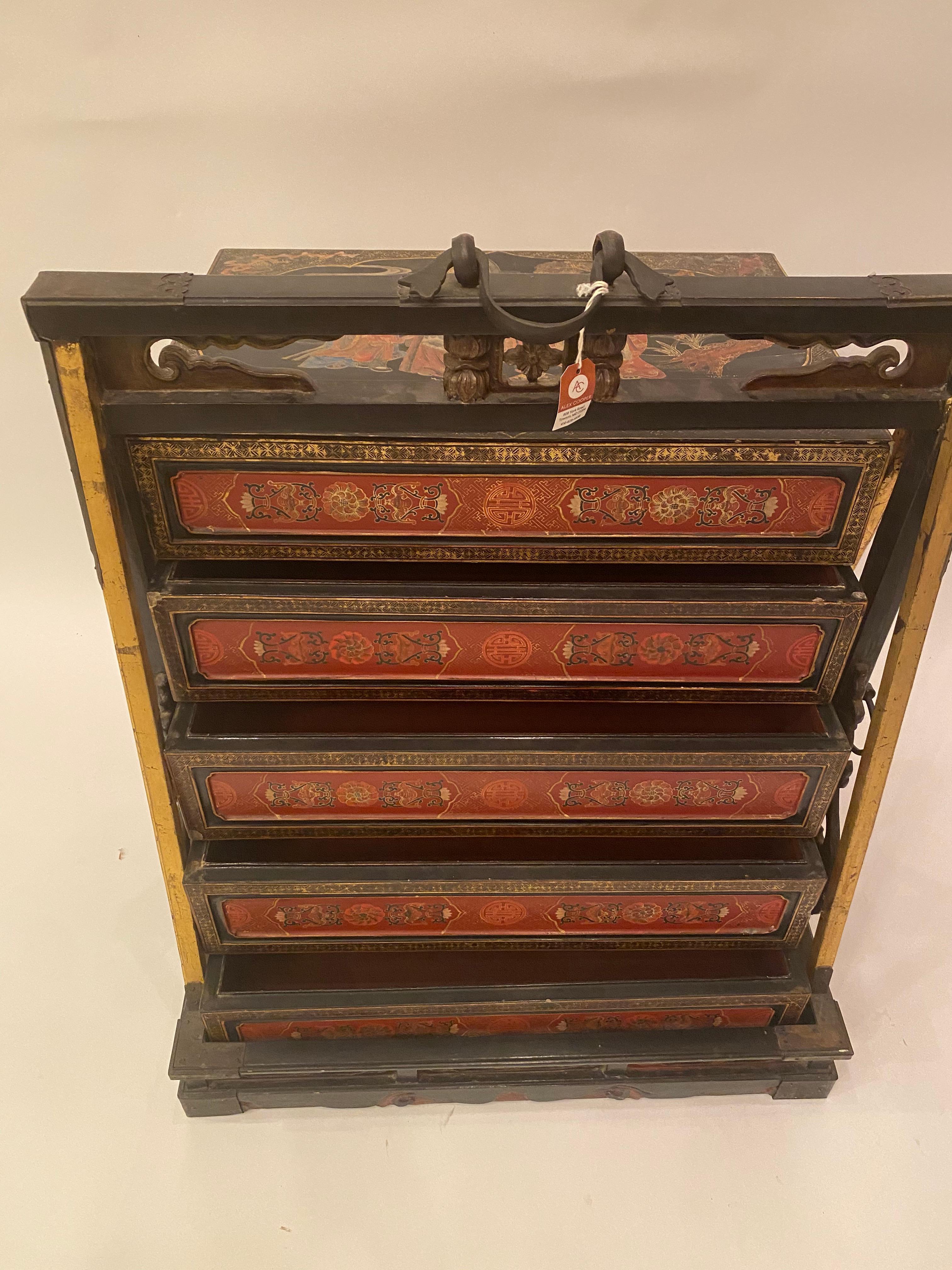 19th Century Large Chinese Lacquer Wedding or Travel Box For Sale 4