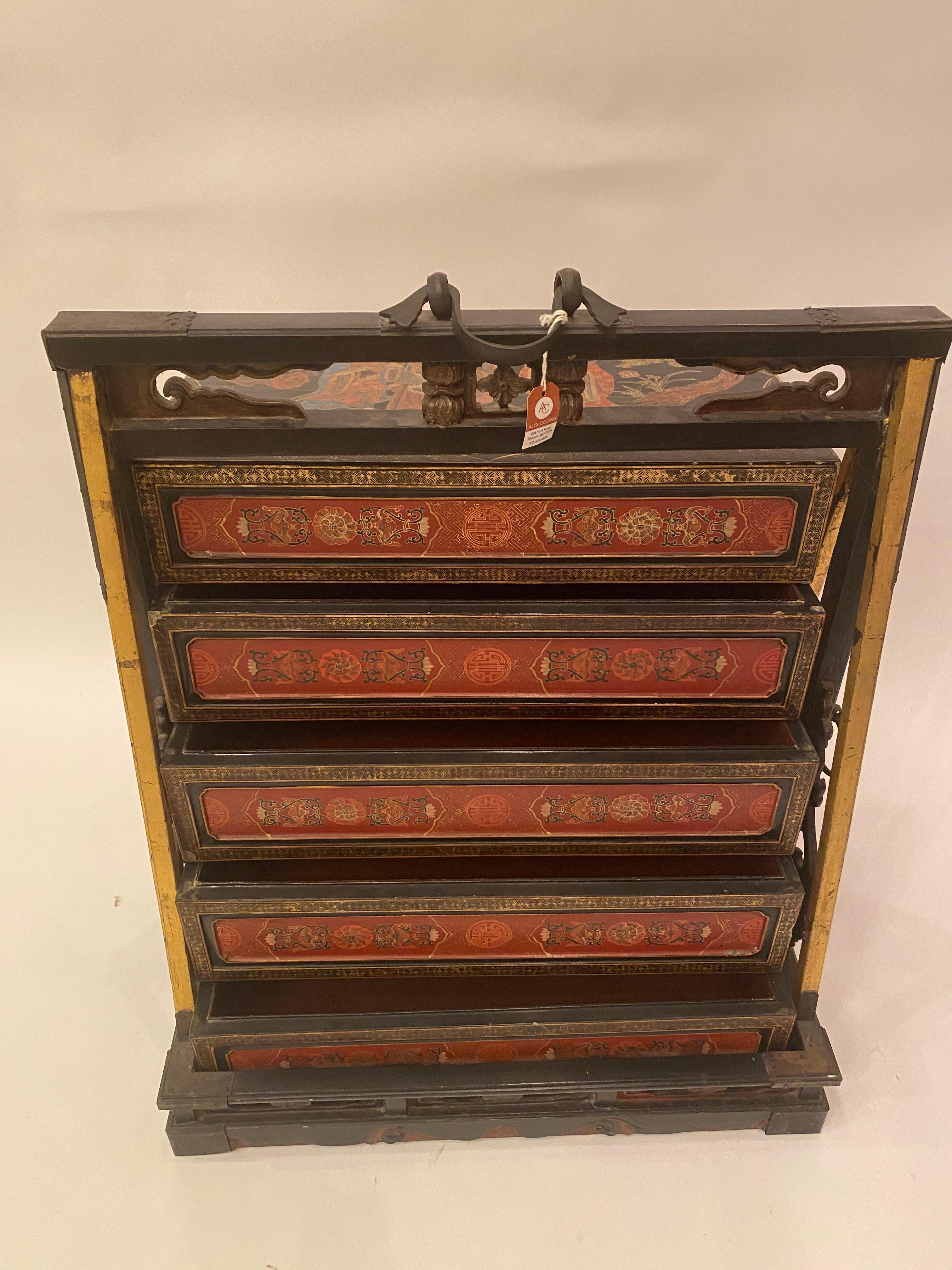 19th Century Large Chinese Lacquer Wedding or Travel Box For Sale 3