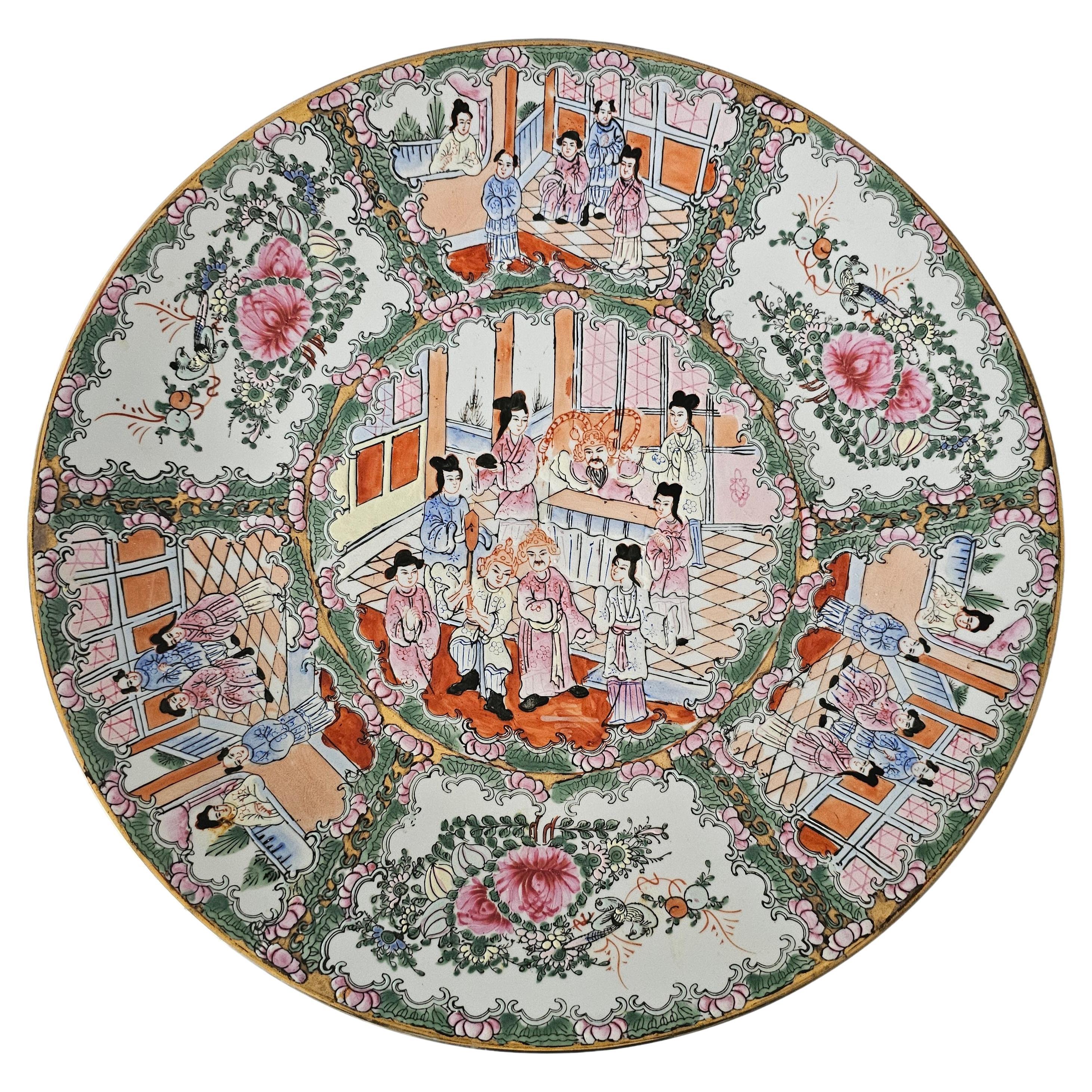 19th Century Large Chinese Rose Medallion Decorative Platter For Sale