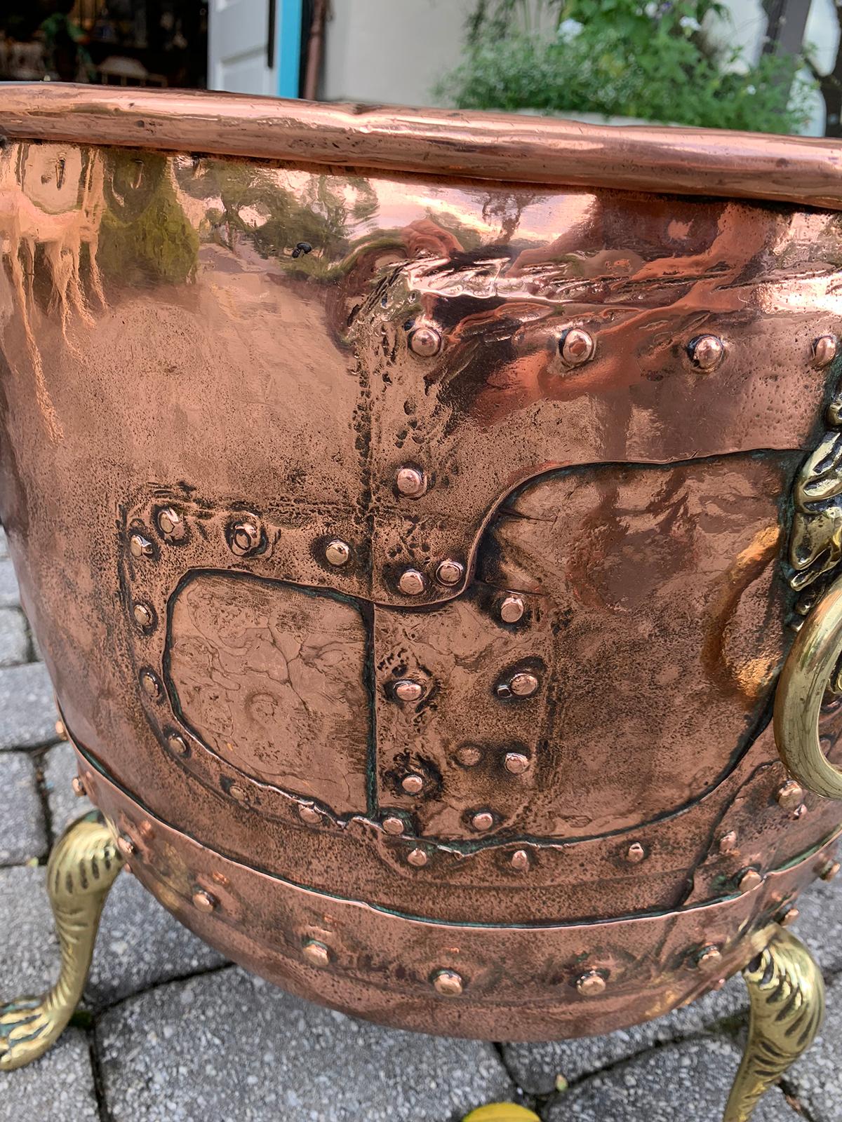 19th Century Large Copper and Brass Jardinière 7