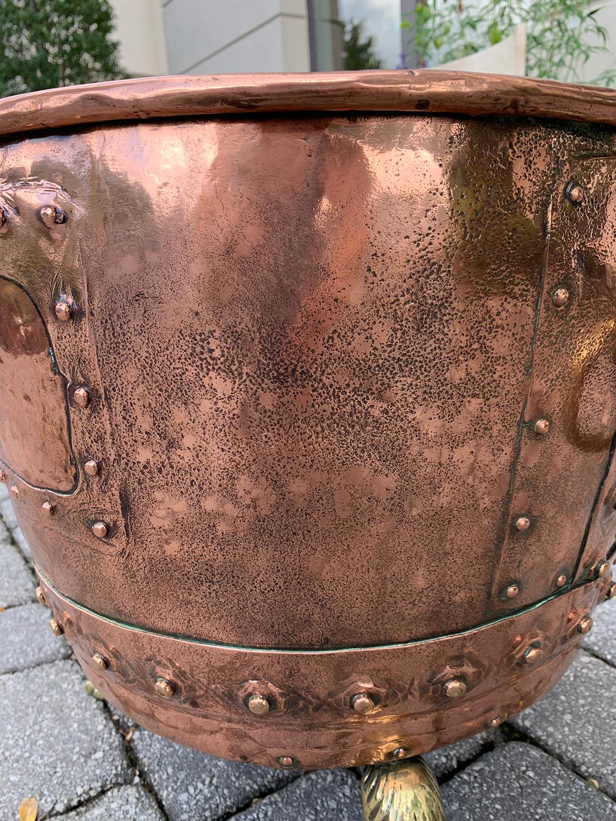 19th Century Large Copper and Brass Jardinière 8