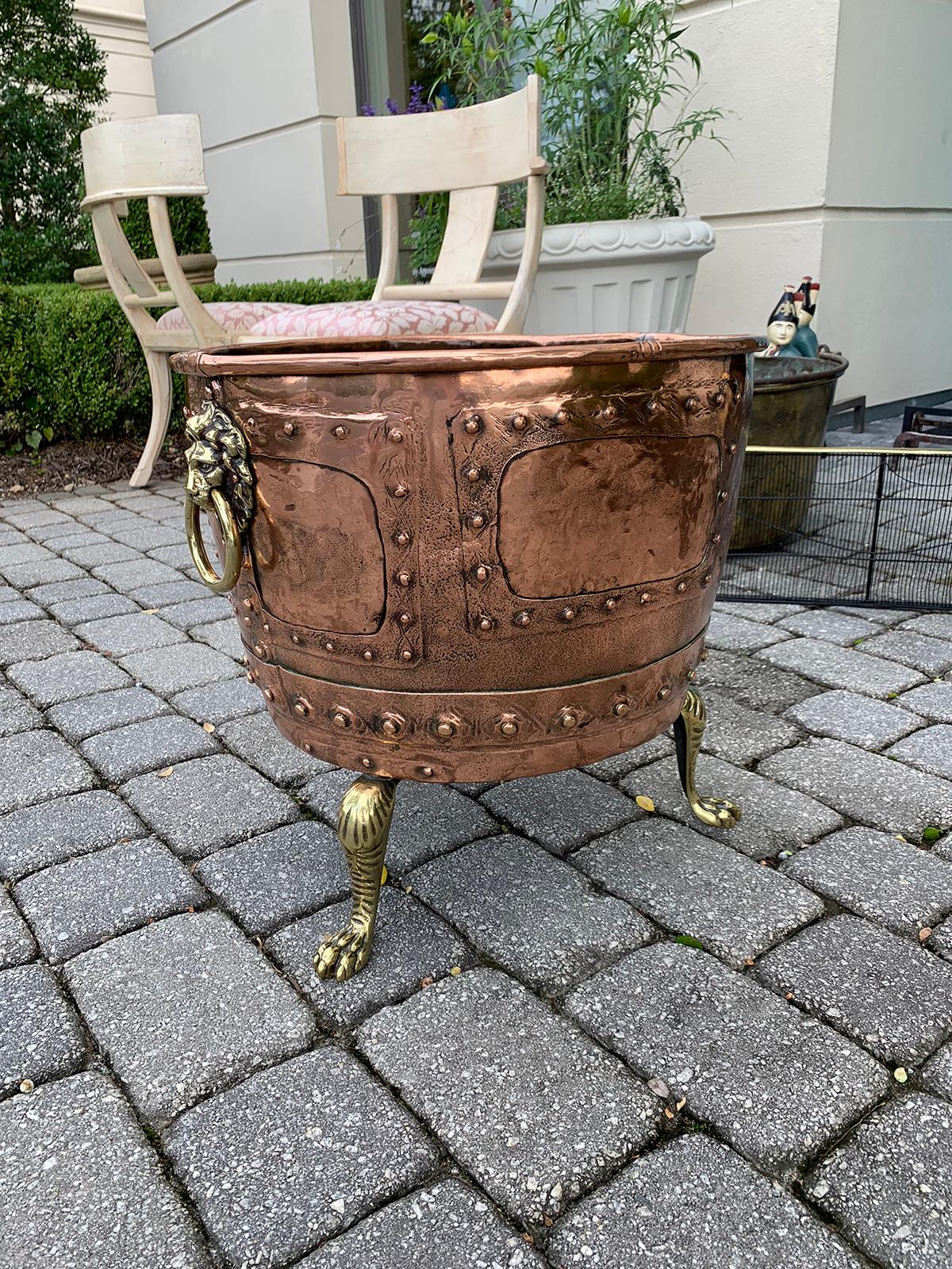 19th Century Large Copper and Brass Jardinière 1