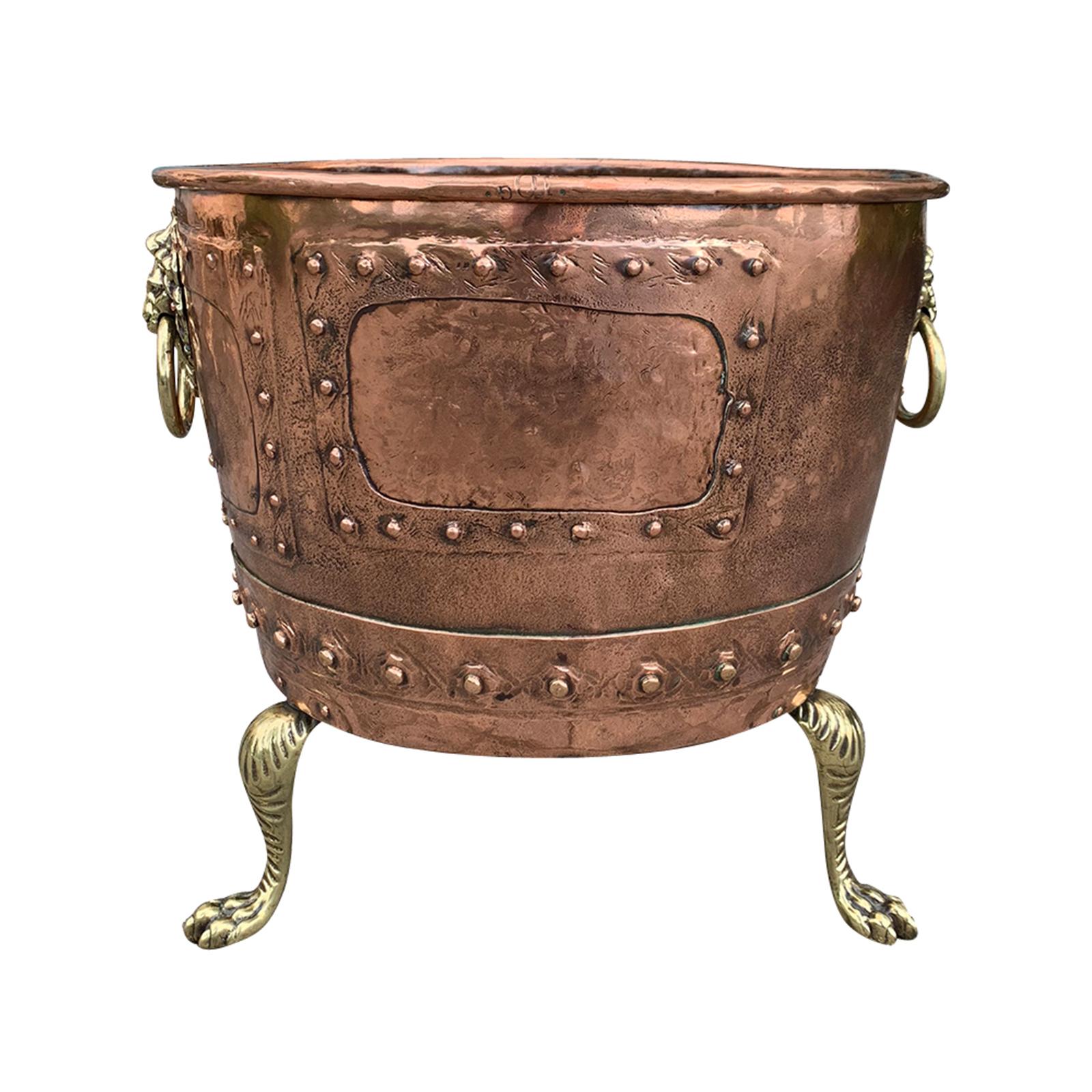 19th Century Large Copper and Brass Jardinière