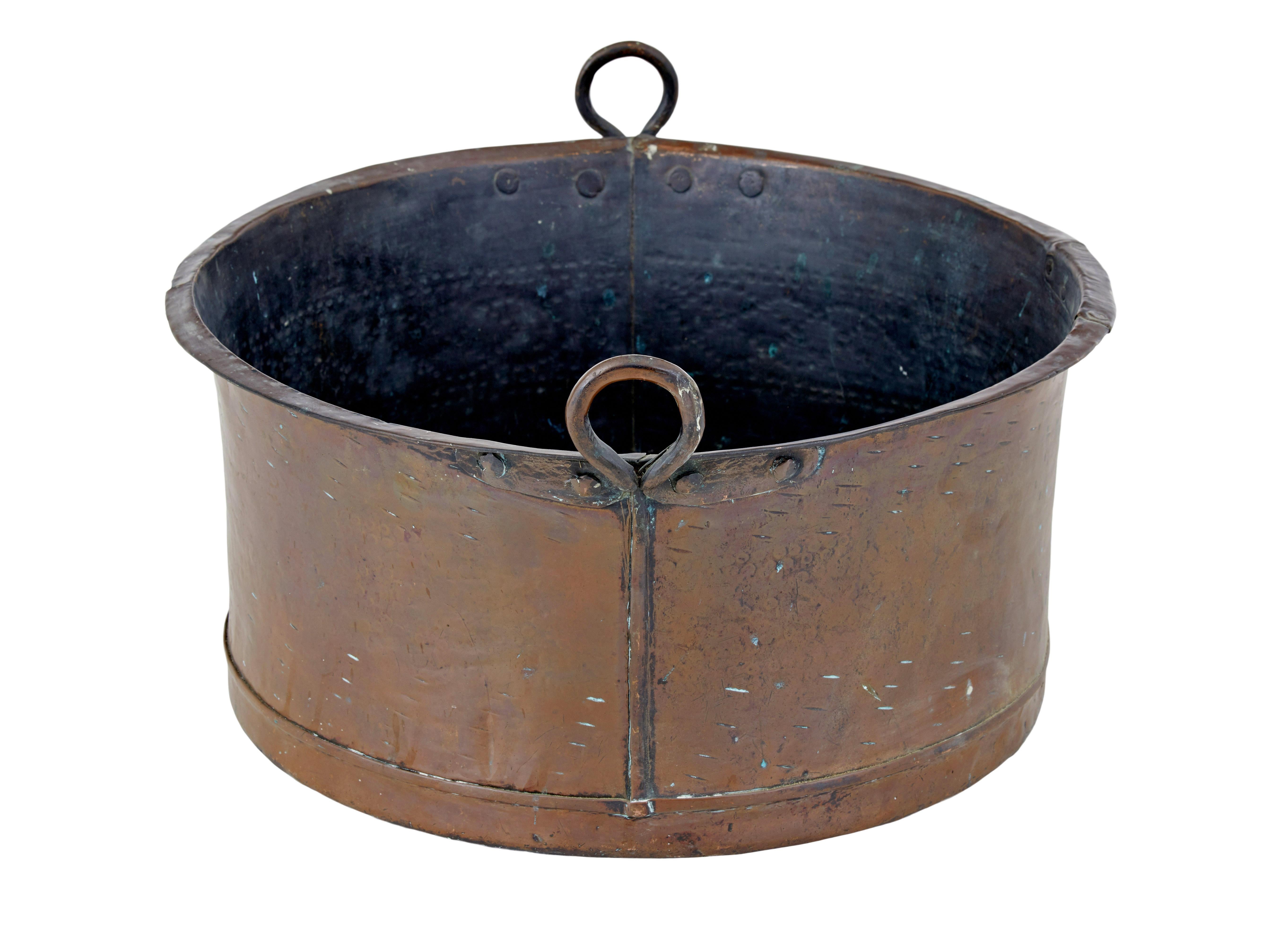 Victorian 19th Century large copper cooking vessel For Sale