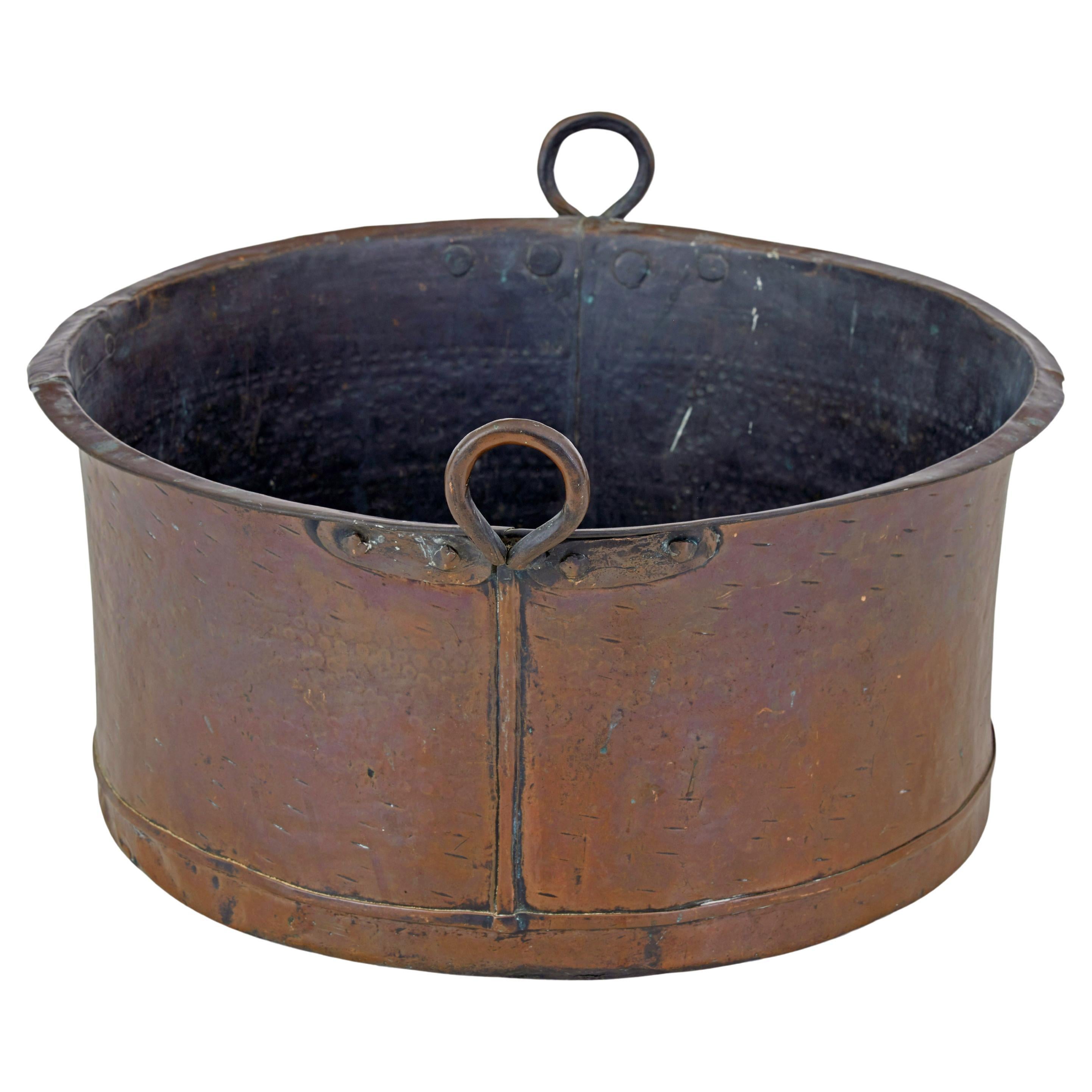 19th century large copper cooking vessel