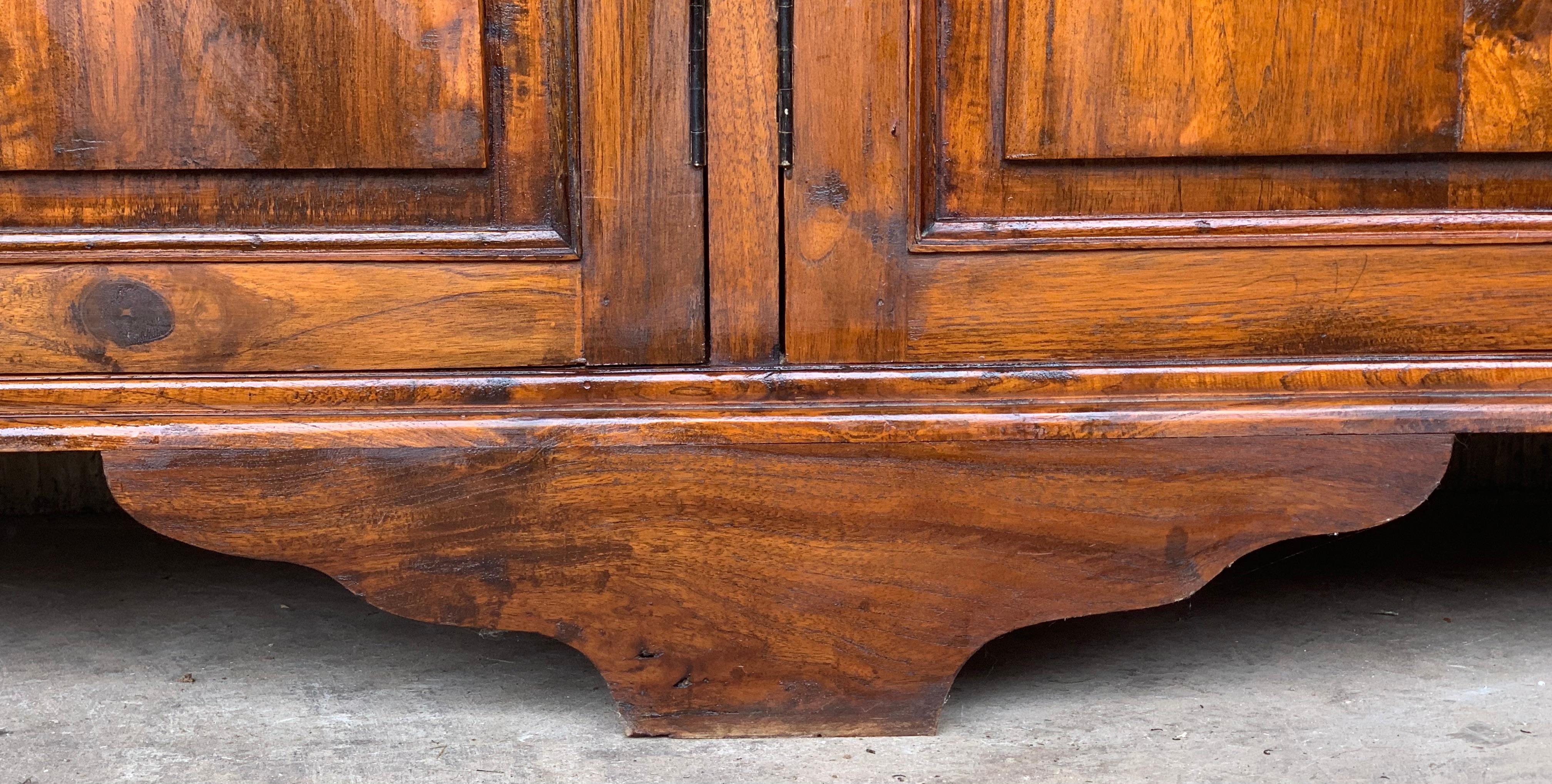 19th Century Large Cupboard or Bookcase with Glass Vitrine, Pine, Spain Restored For Sale 6