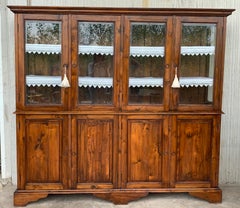 Grande armadio o libreria del XIX secolo con vetrina, pino, Spagna Restaurato