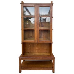 19th Century Large Cupboard or Bookcase with Glass Vitrine, Pine, Spain Restored