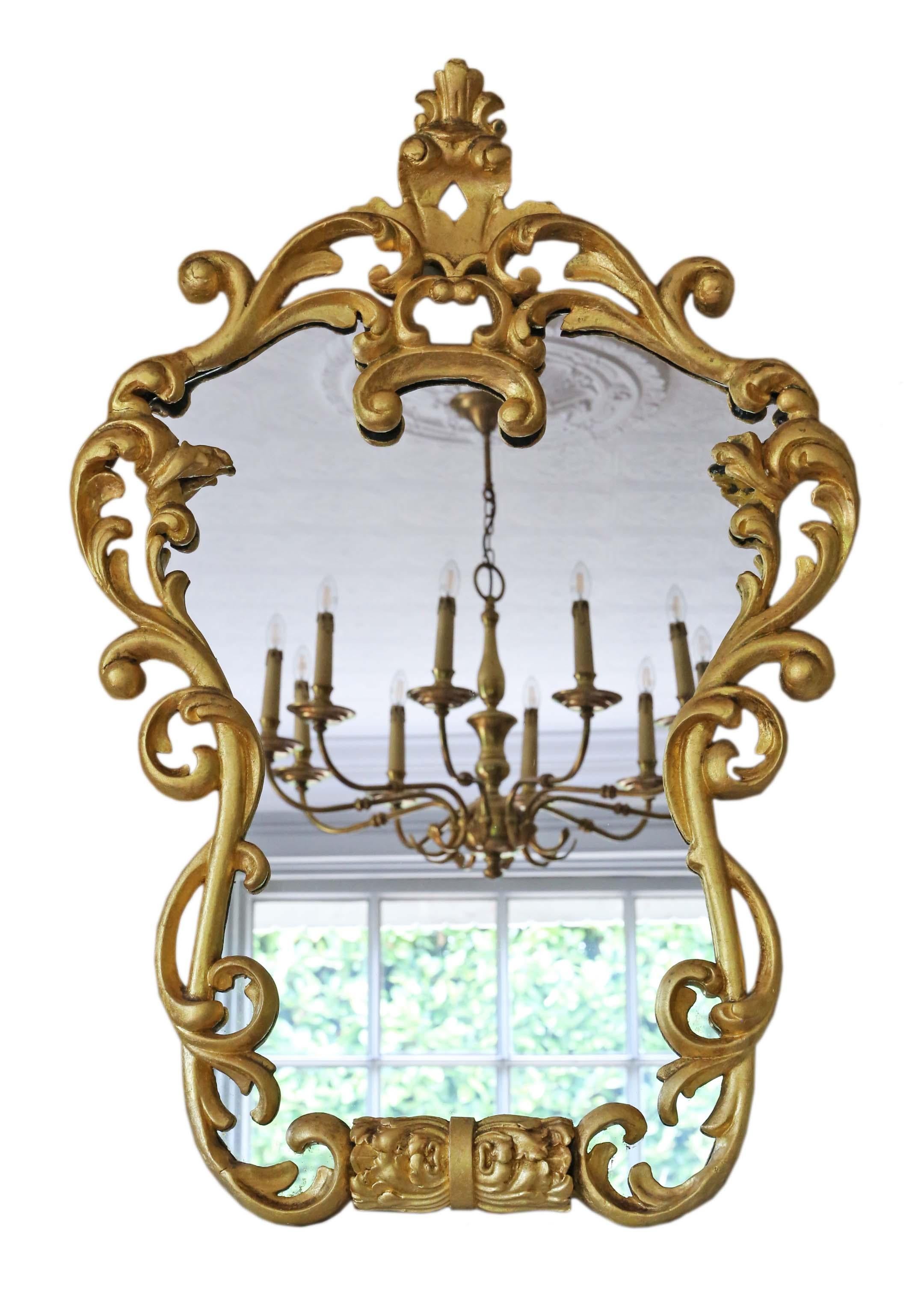 19th Century Large Decorative Gilt Wall Mirror For Sale 2