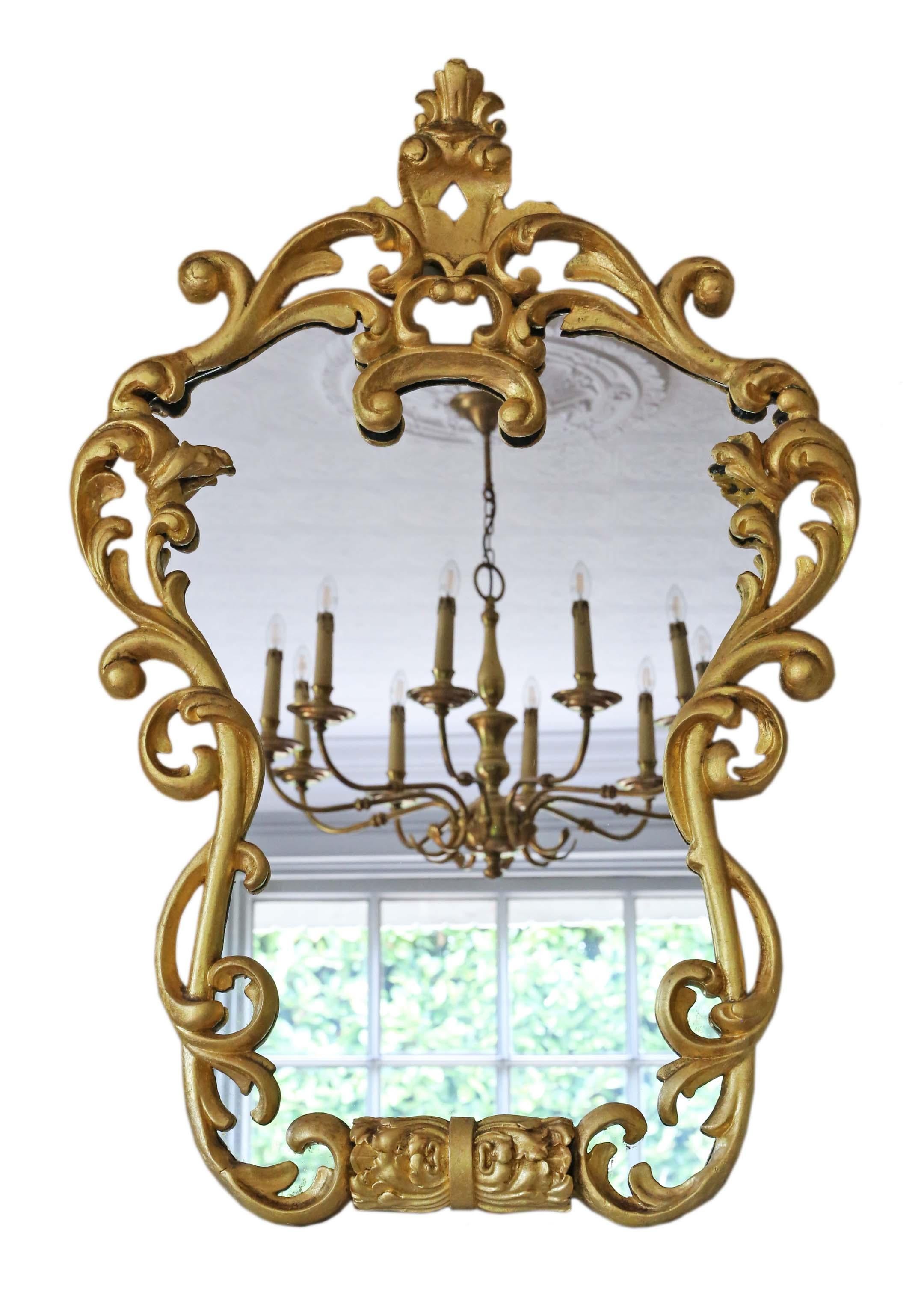 19th Century Large Decorative Gilt Wall Mirror 2