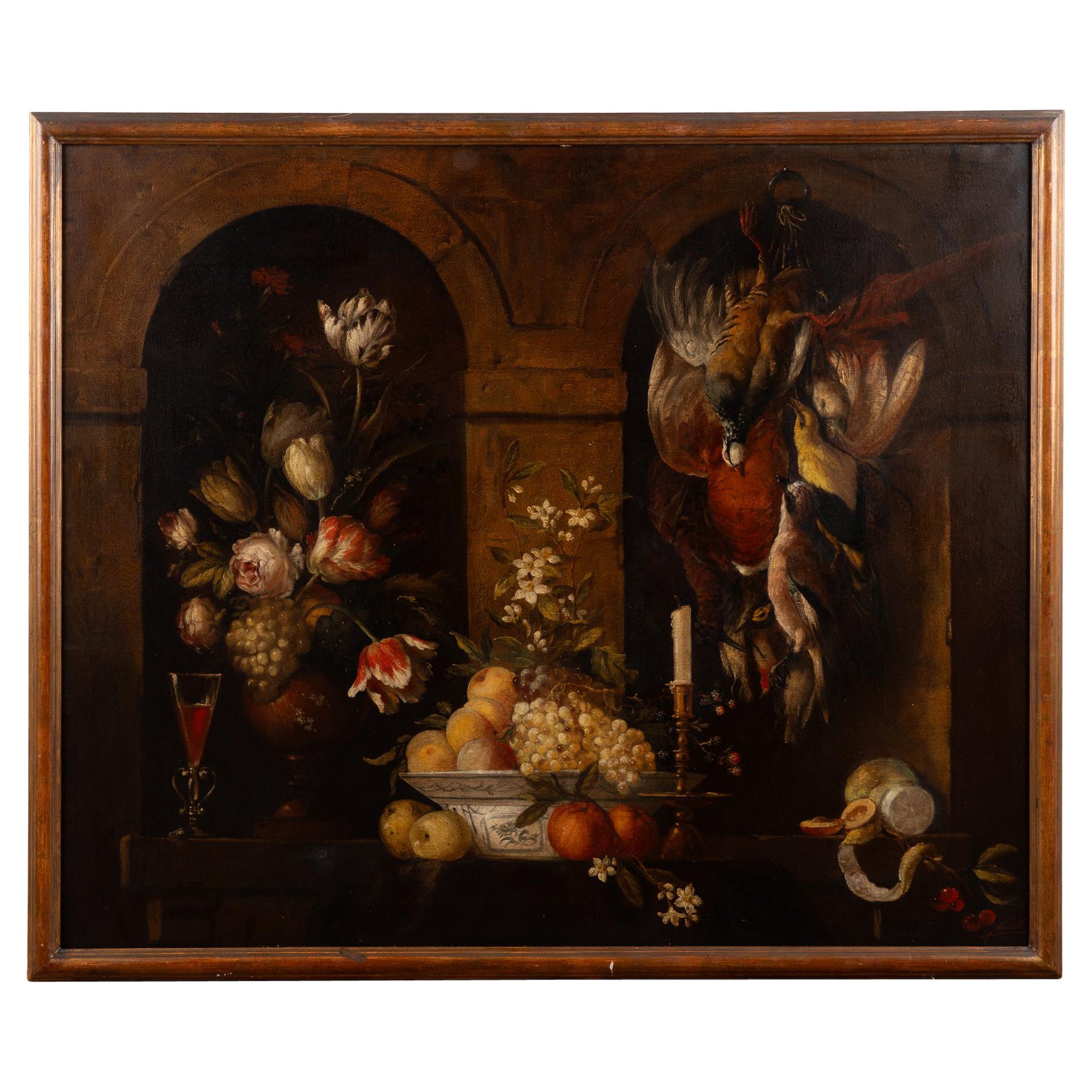 19th Century Large Dutch Oil on Canvas Still Life, Dated 1848