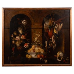 19th Century Large Dutch Oil on Canvas Still Life, Dated 1848