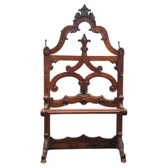 19th Century Large Eastlake Handcrafted Oak and Brass Coats and Hats Rack