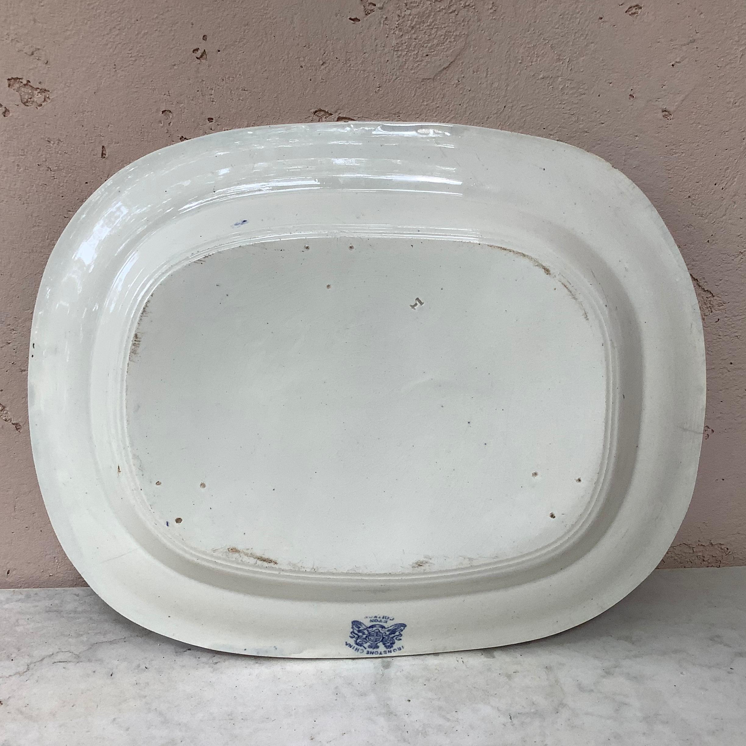 Late 19th Century 19th-Century Large English Blue & White Ironstone Platter Eton College