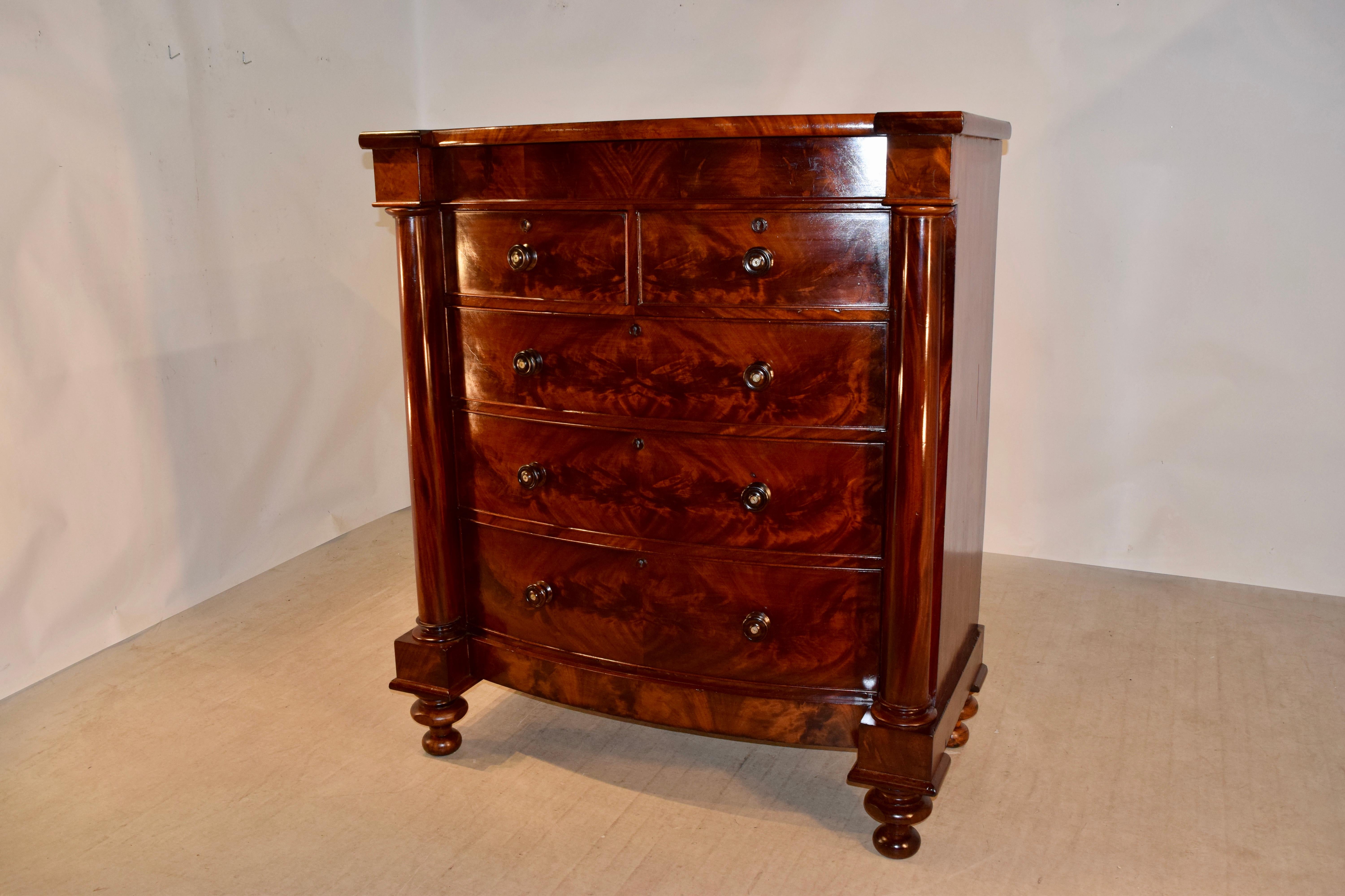 19th Century Large English Bowfront Chest of Drawers 4