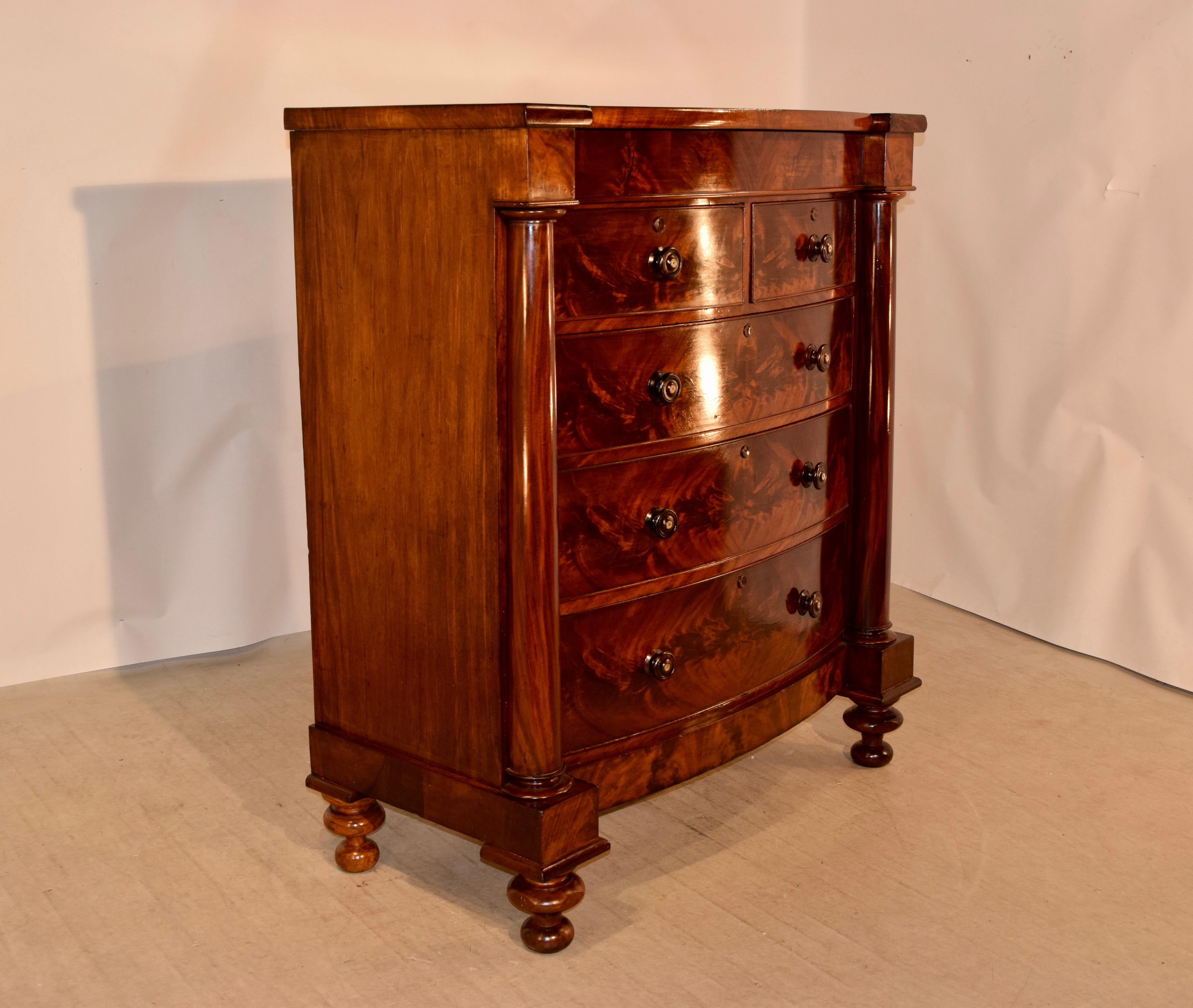 Scottish 19th Century Large English Bowfront Chest of Drawers