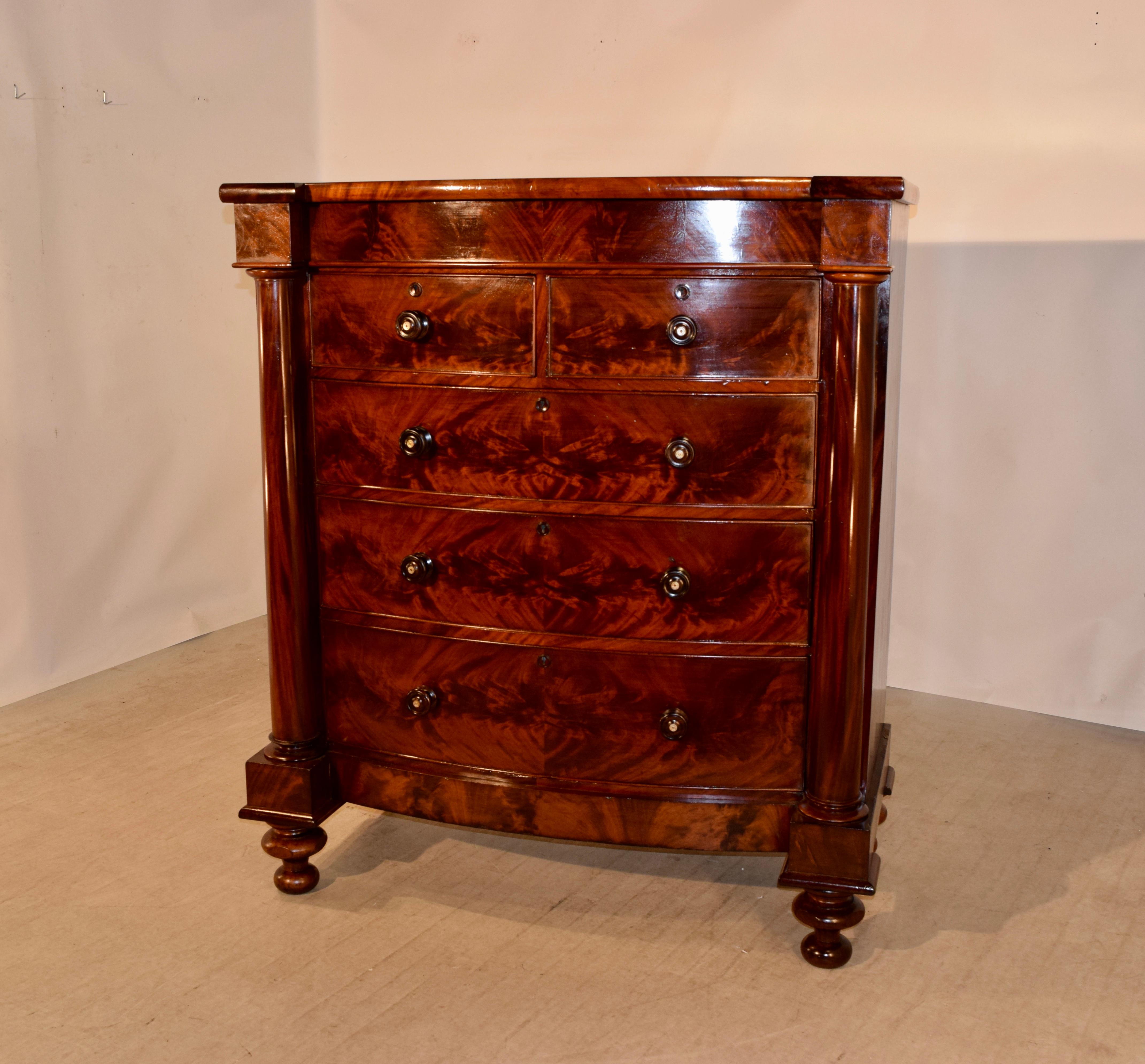 19th Century Large English Bowfront Chest of Drawers In Good Condition In High Point, NC