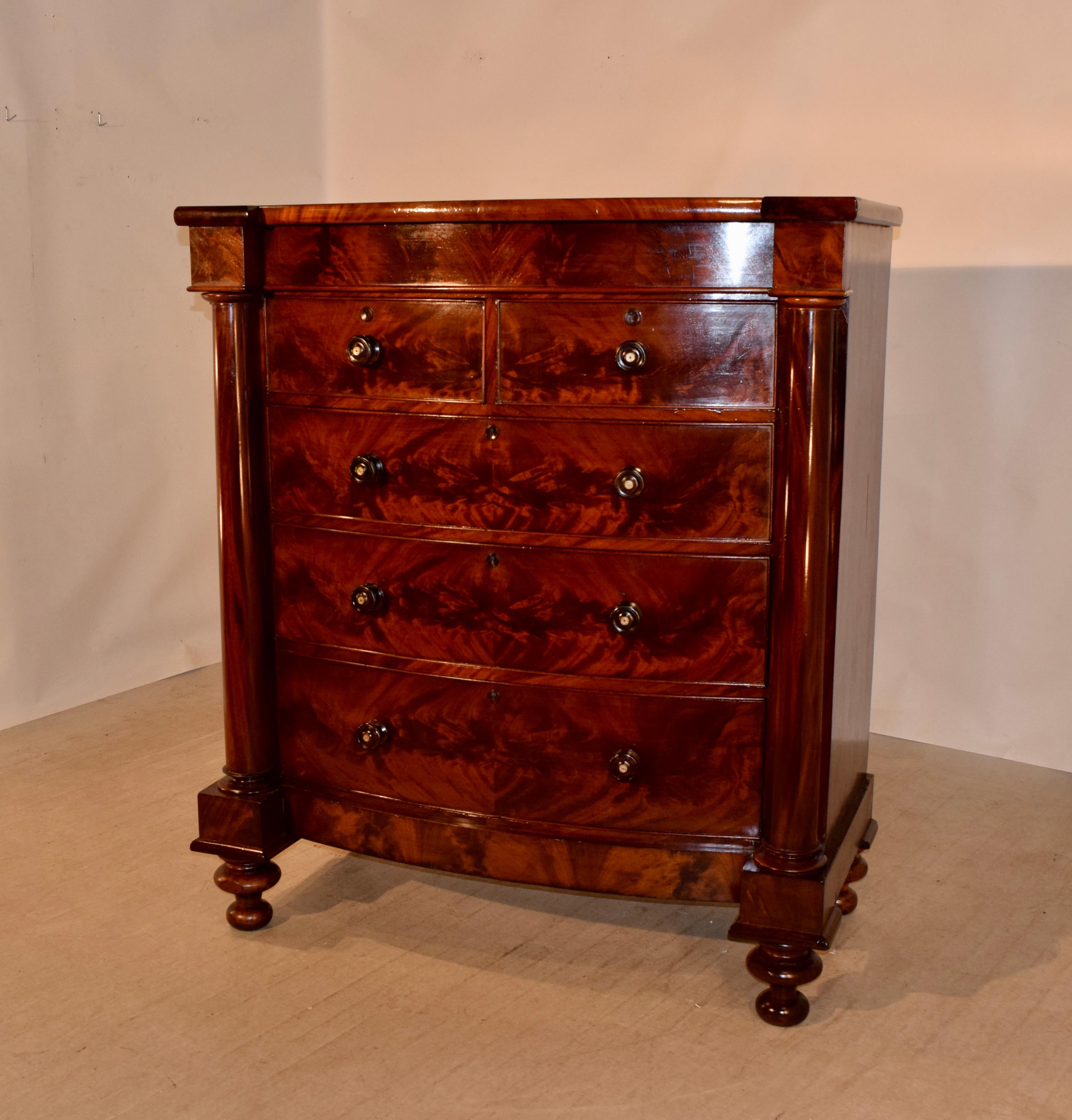 Mahogany 19th Century Large English Bowfront Chest of Drawers