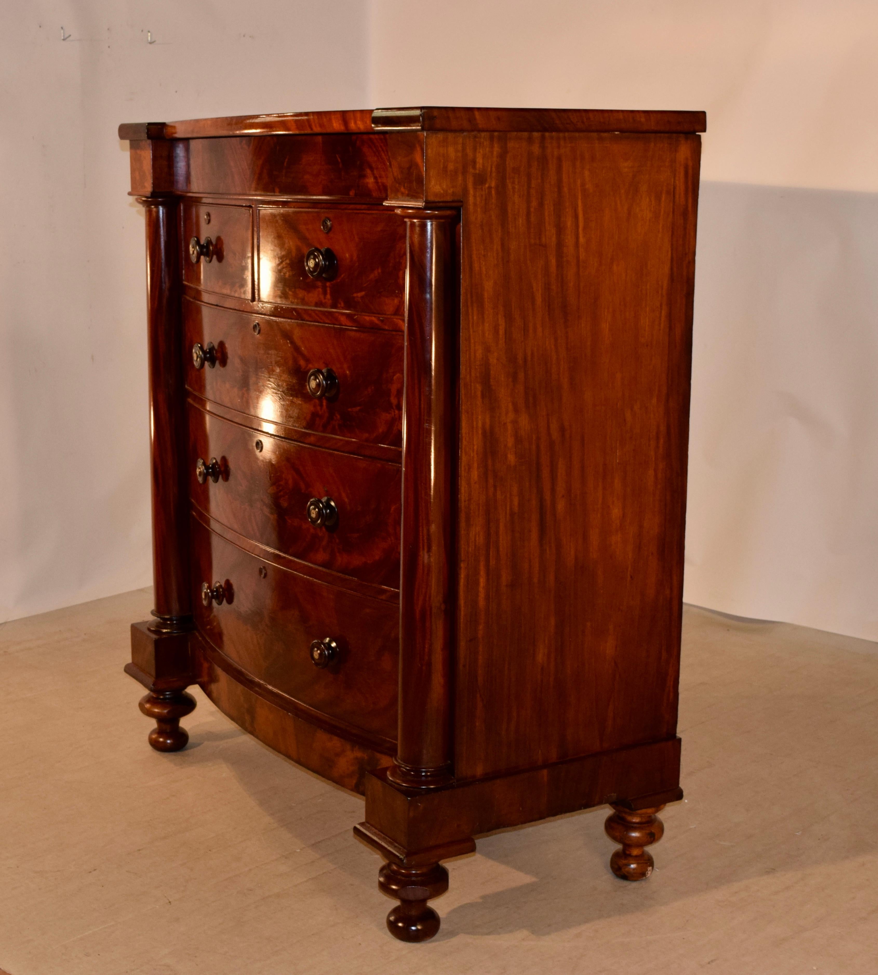 19th Century Large English Bowfront Chest of Drawers 1