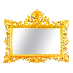 Used 19th Century English Carved Giltwood Overmantel Mirror