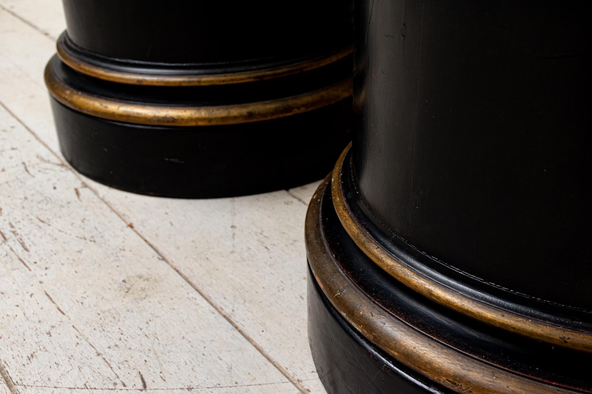 Early 19th Century 19th Century Large English Country House Ebonized Stepped Round Columns