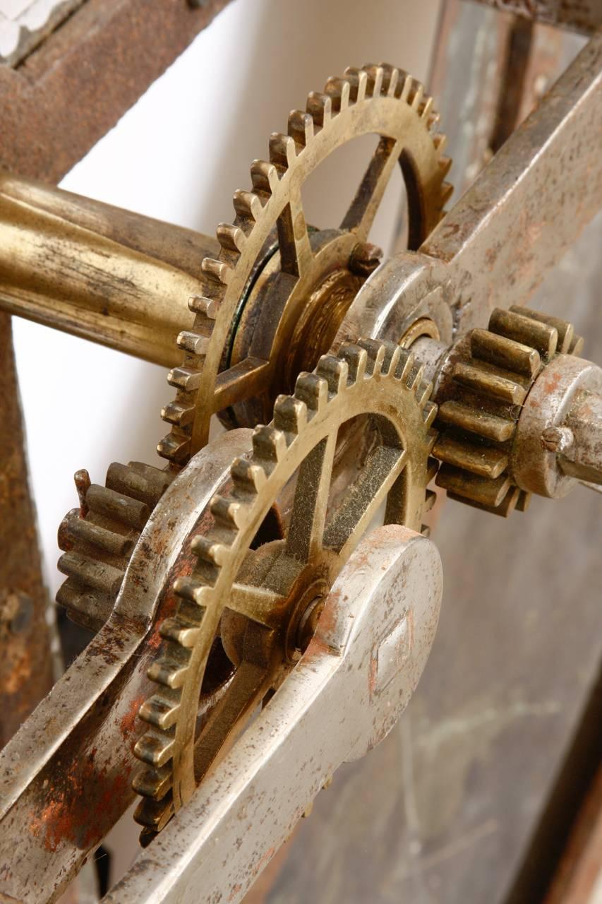 19th Century Large English Iron Clock Face with Gears 3