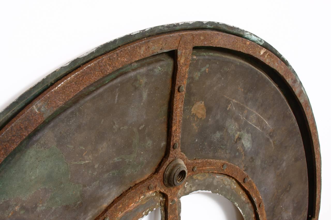 19th Century Large English Iron Clock Face with Gears 4