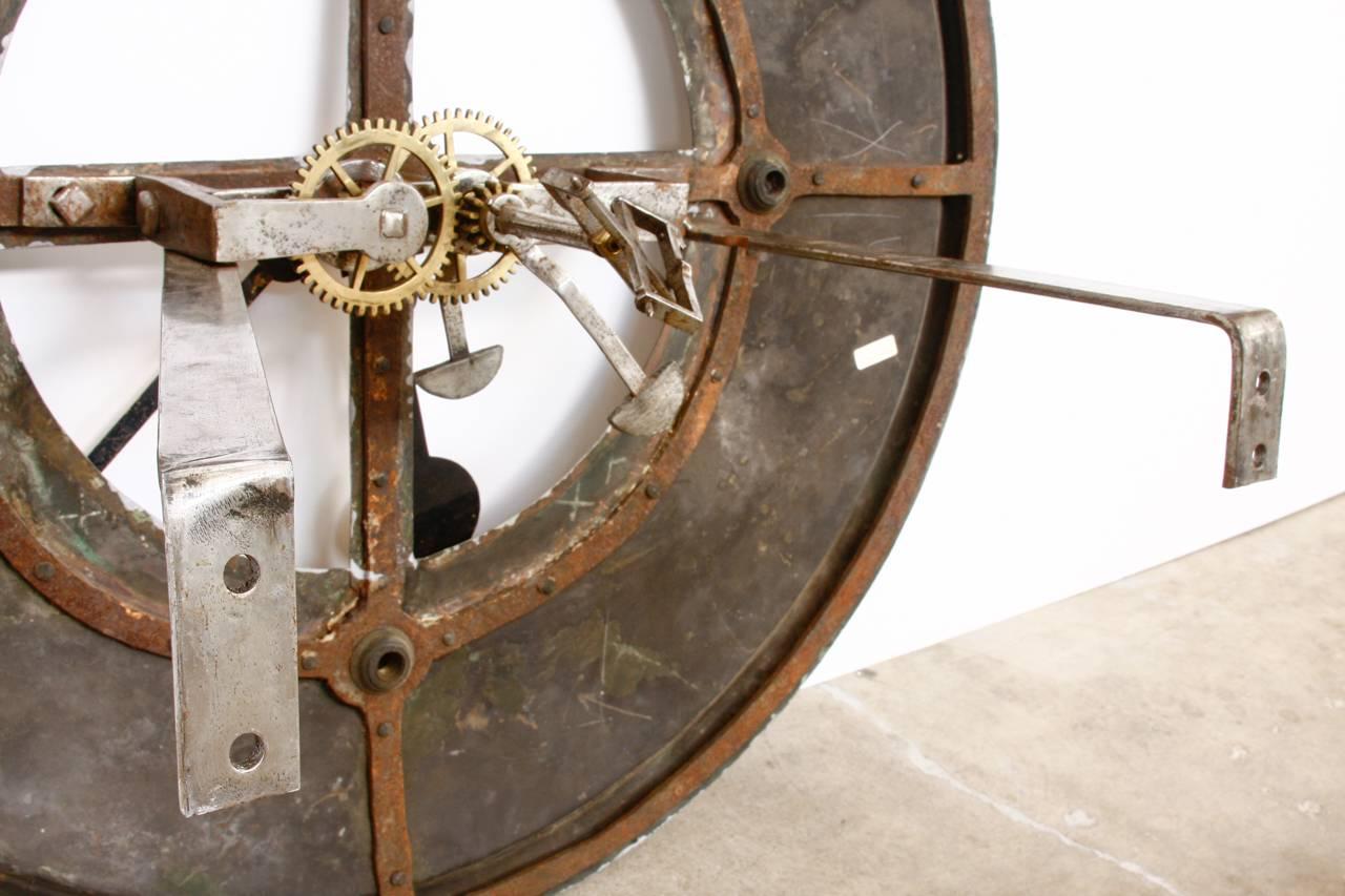 19th Century Large English Iron Clock Face with Gears 5