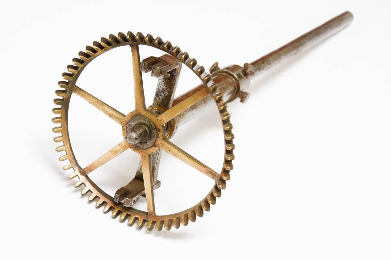 19th Century Large English Iron Clock Face with Gears 6