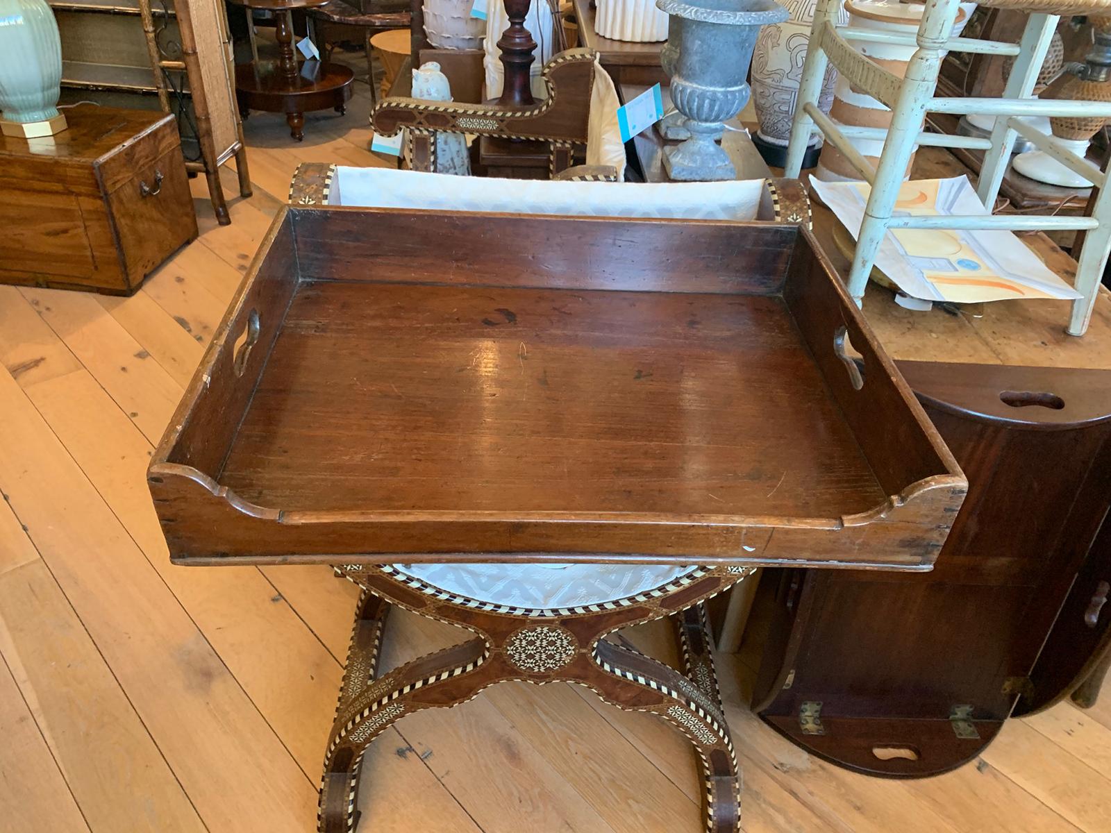 19th Century Large English Mahogany Butler's Tray 2