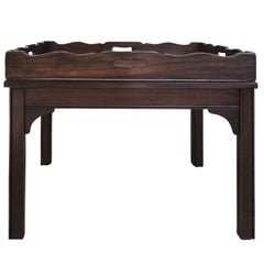 19th Century Large English Walnut Butlers Tray on Stand