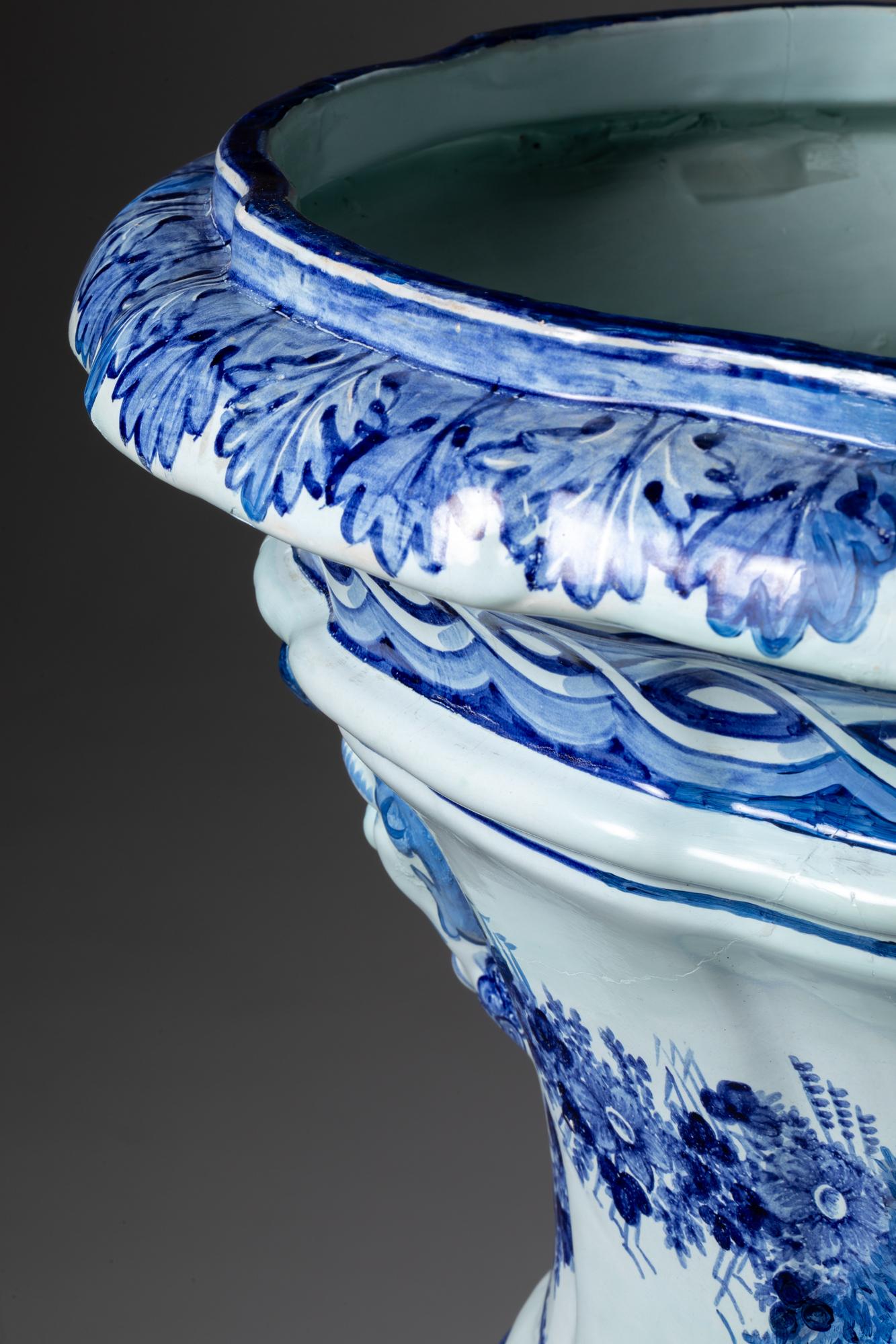 Hand-Crafted 19th Century Large Faience Vase From Viuva Lamego Factory For Sale