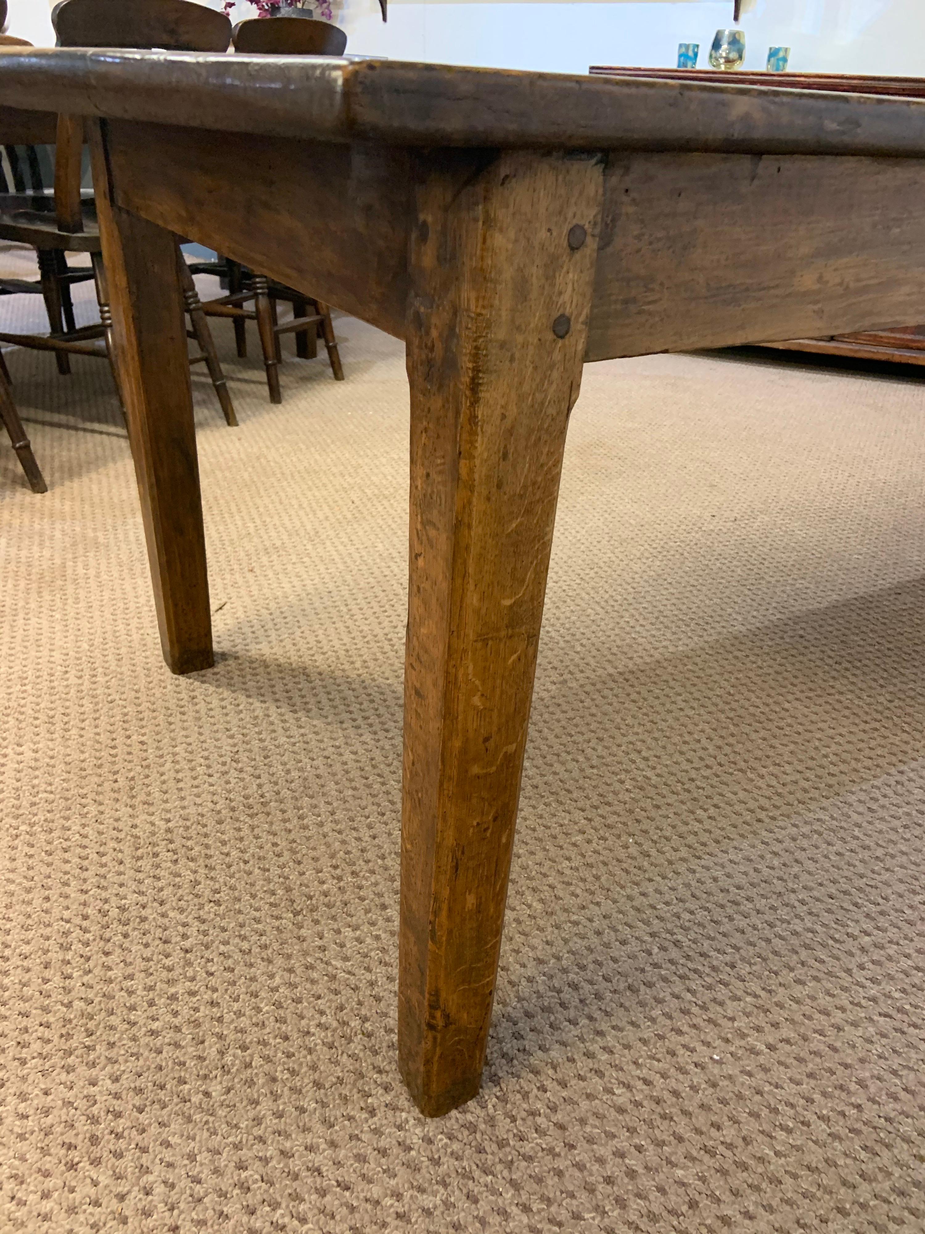 19th Century Large Farmhouse Table with Oval Ends 2