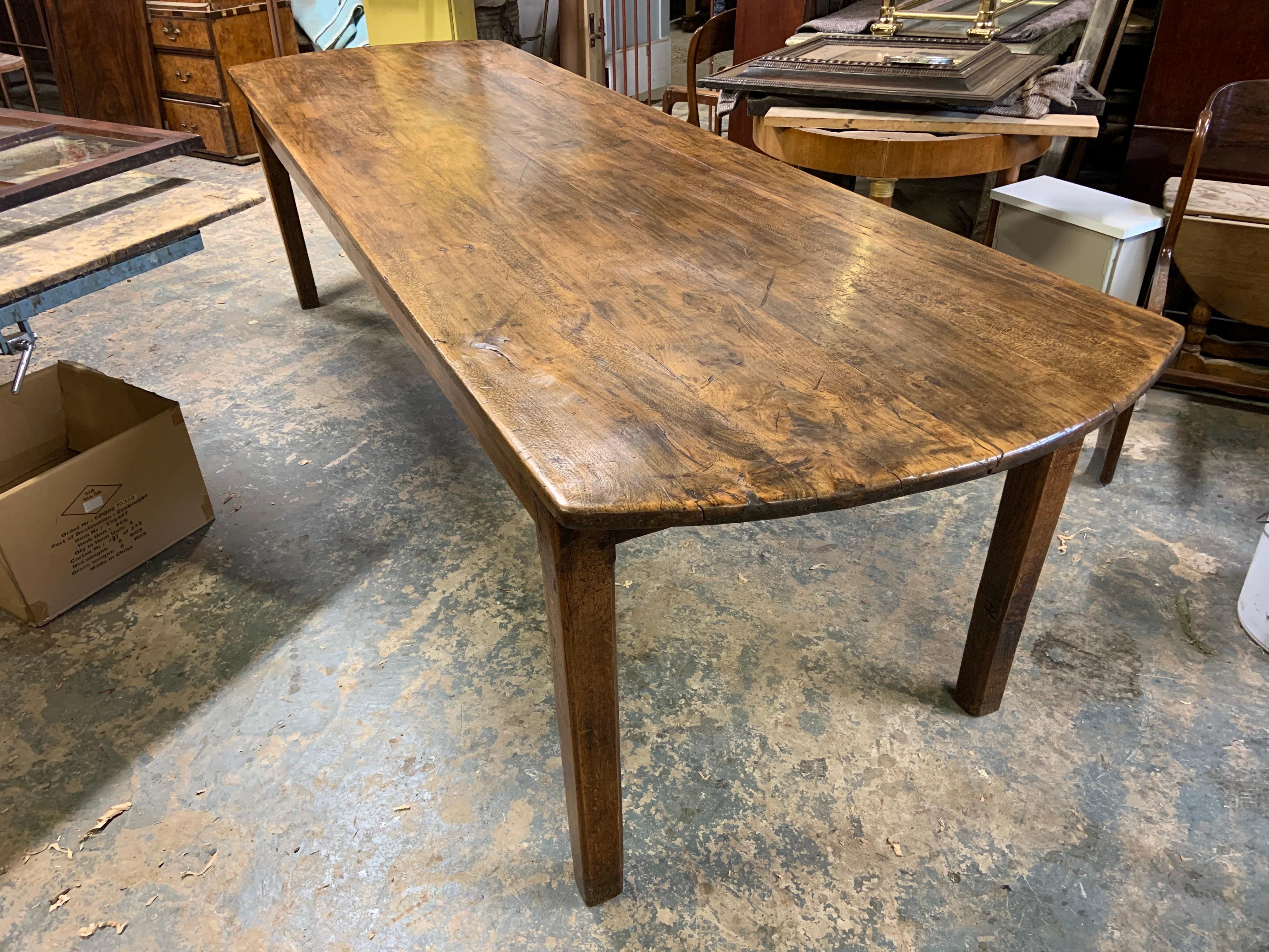 19th Century Large Farmhouse Table with Oval Ends 1