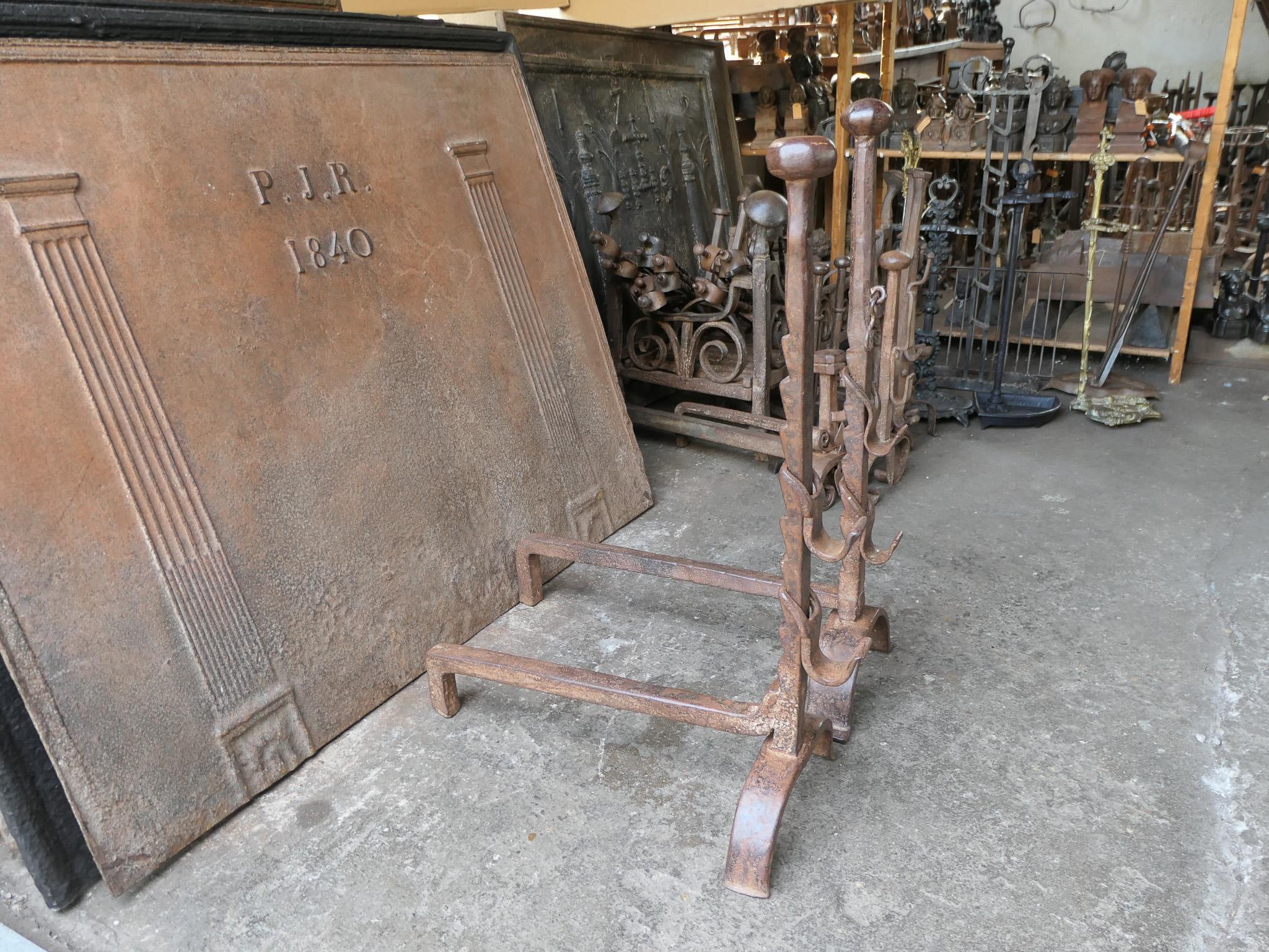 19th Century Large French Andirons, Firedogs, Louis XV Period For Sale 4