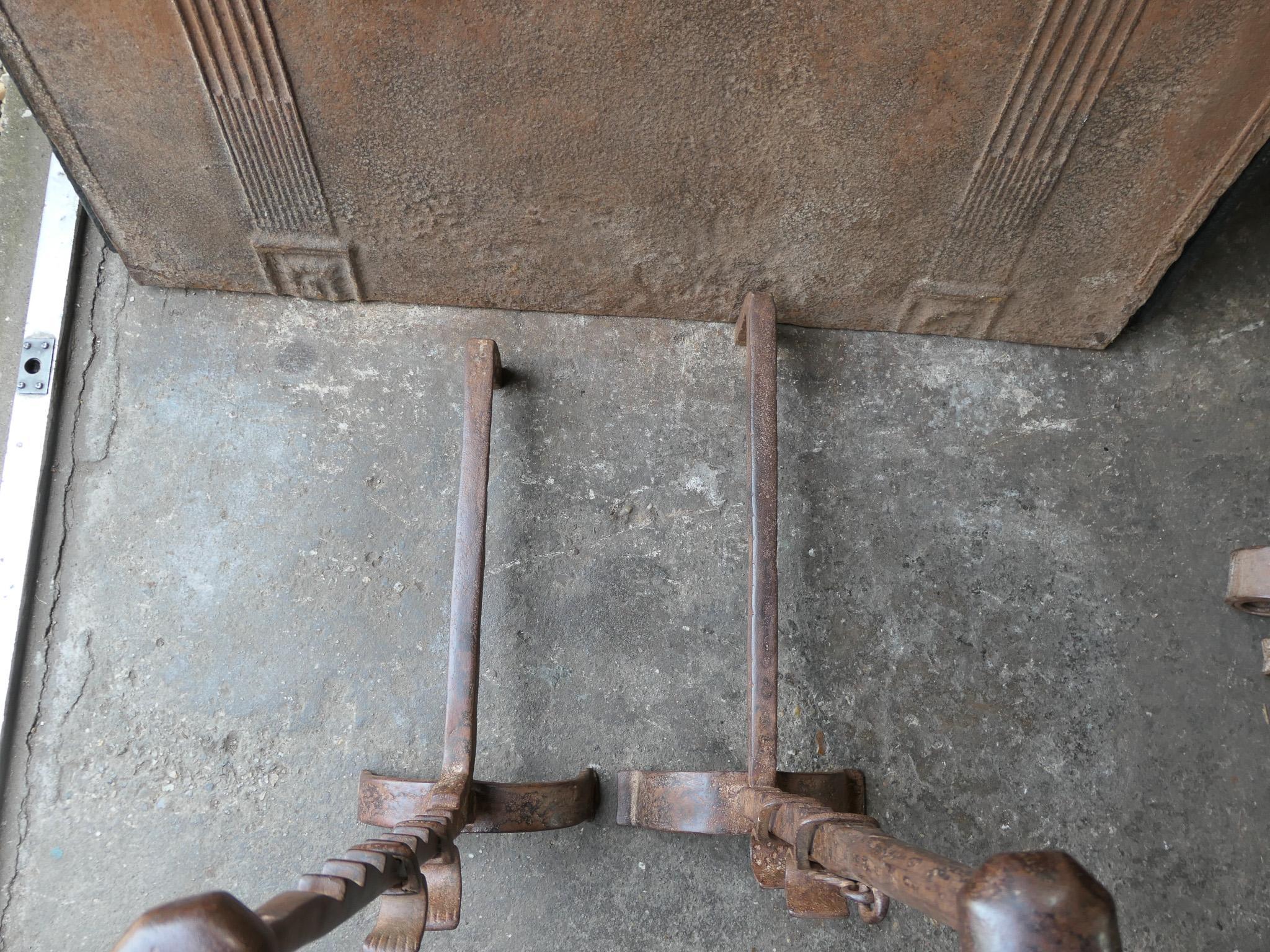 19th Century Large French Andirons, Firedogs, Louis XV Period For Sale 5