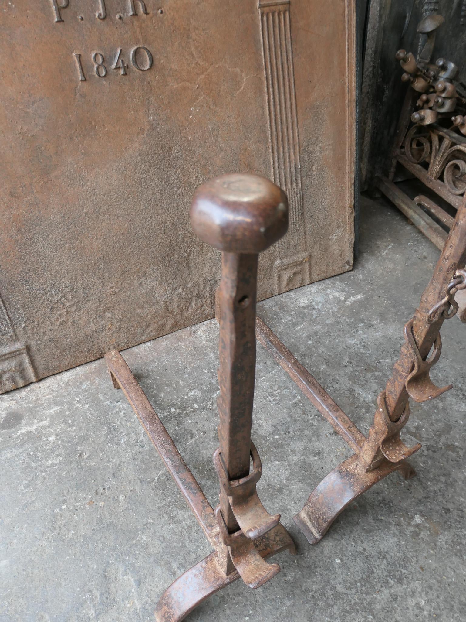 19th Century Large French Andirons, Firedogs, Louis XV Period For Sale 6