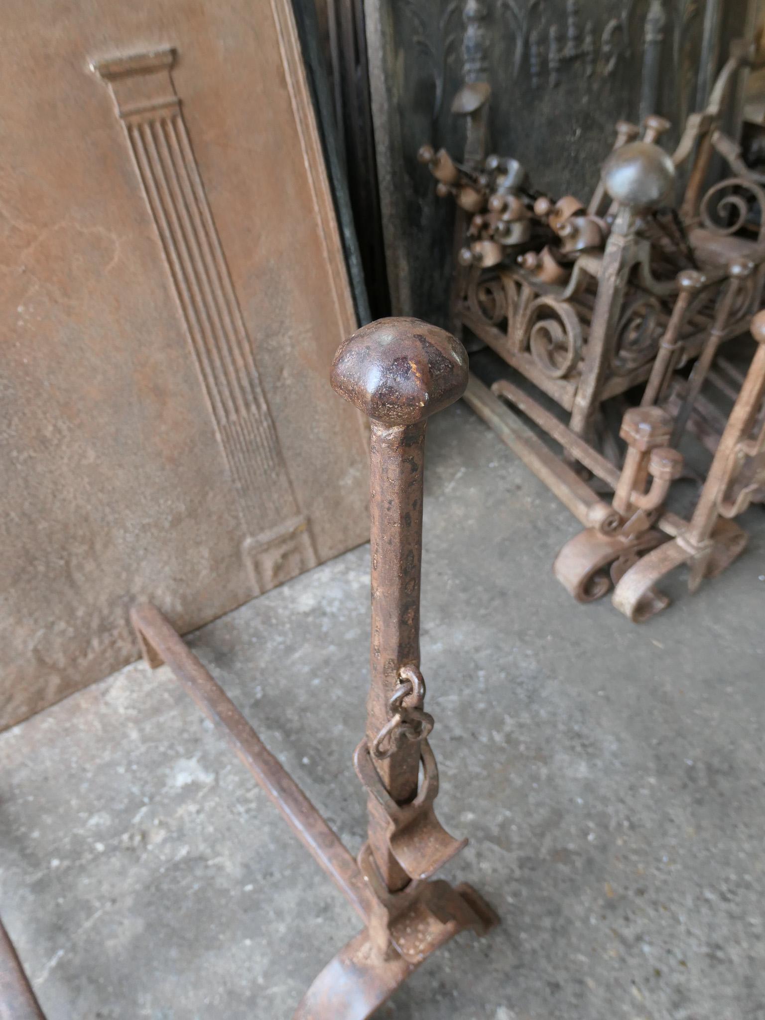 19th Century Large French Andirons, Firedogs, Louis XV Period For Sale 7