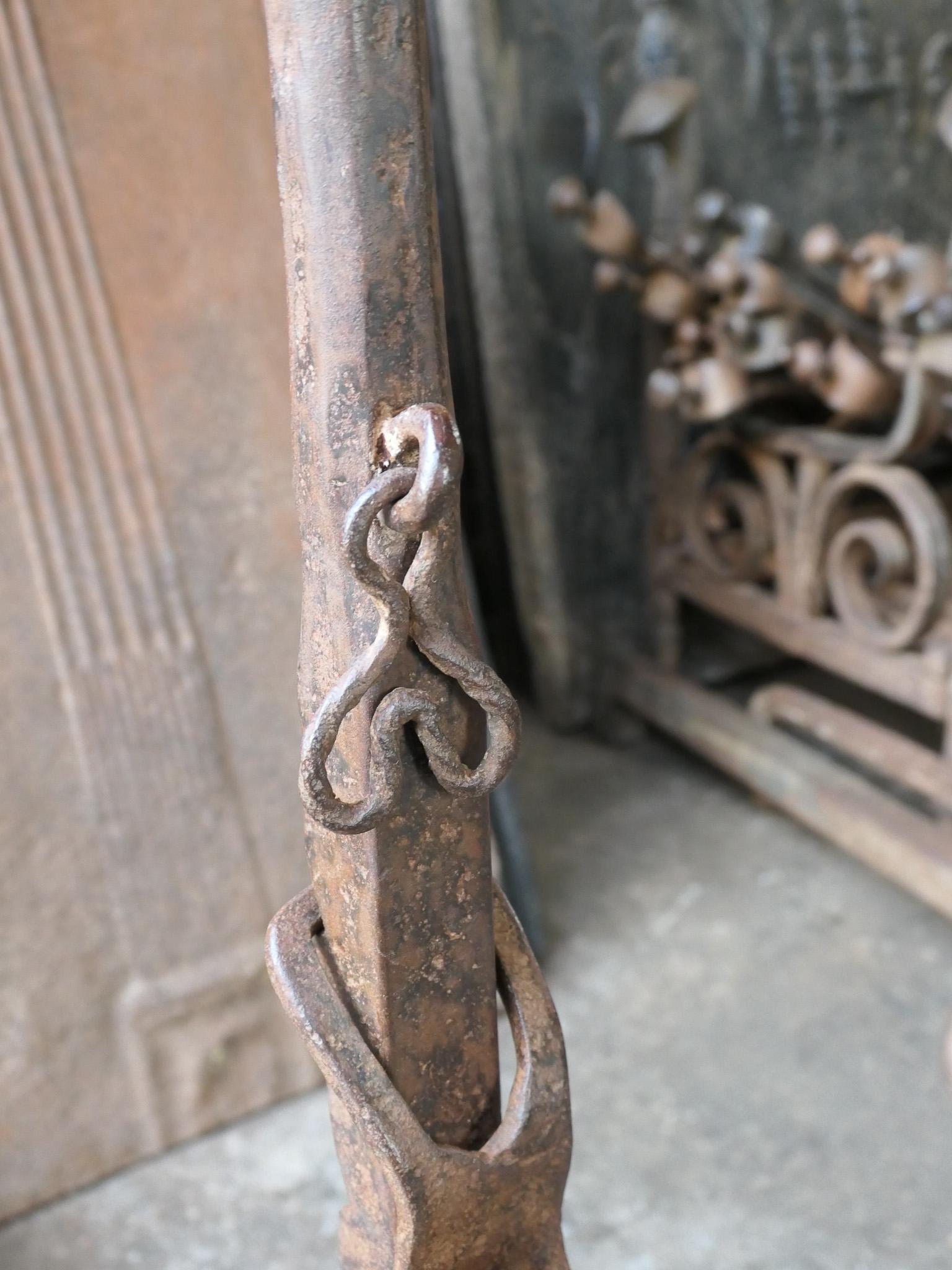 19th Century Large French Andirons, Firedogs, Louis XV Period For Sale 8