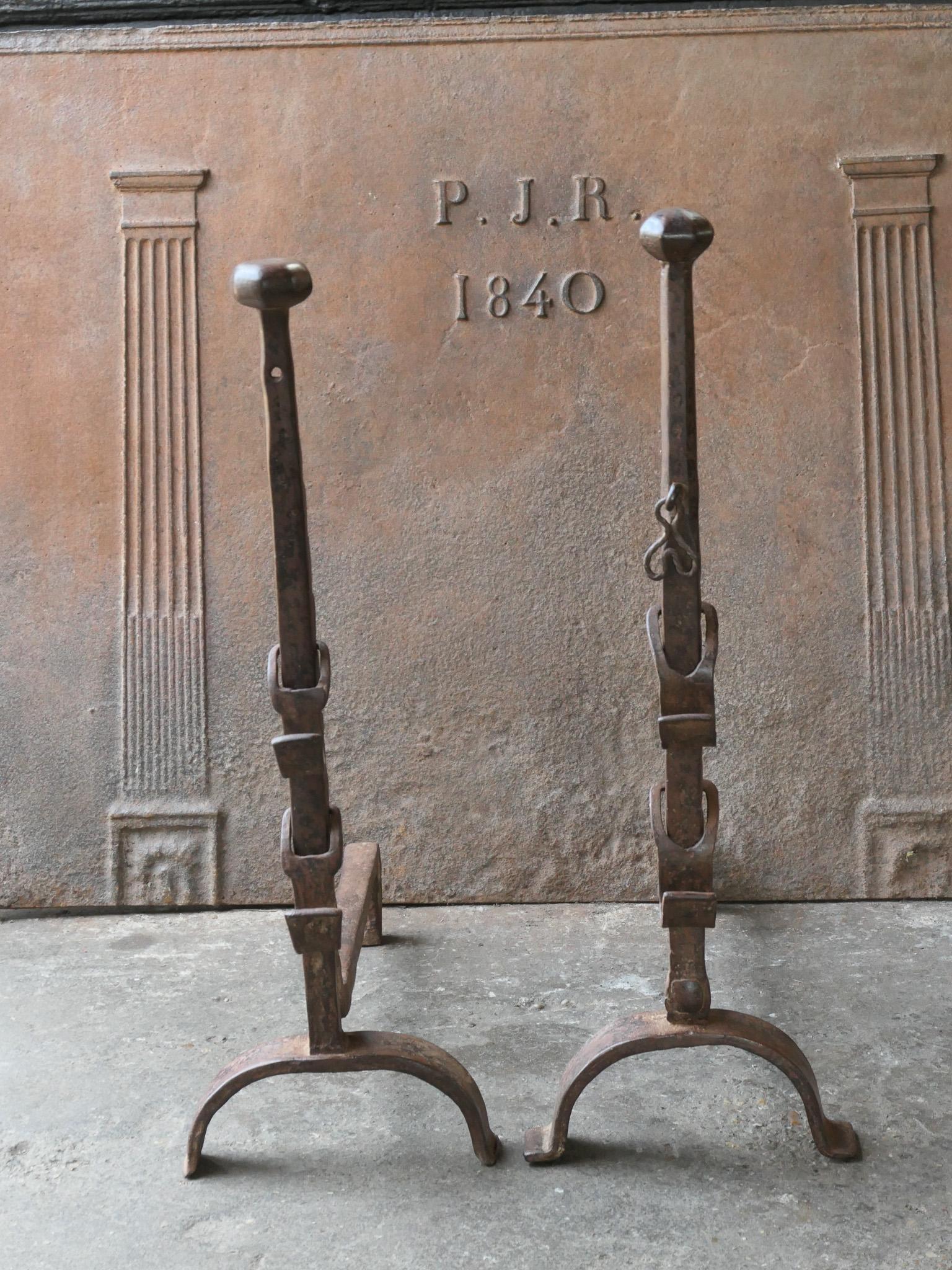19th Century Large French Andirons, Firedogs, Louis XV Period In Good Condition For Sale In Soest, NL