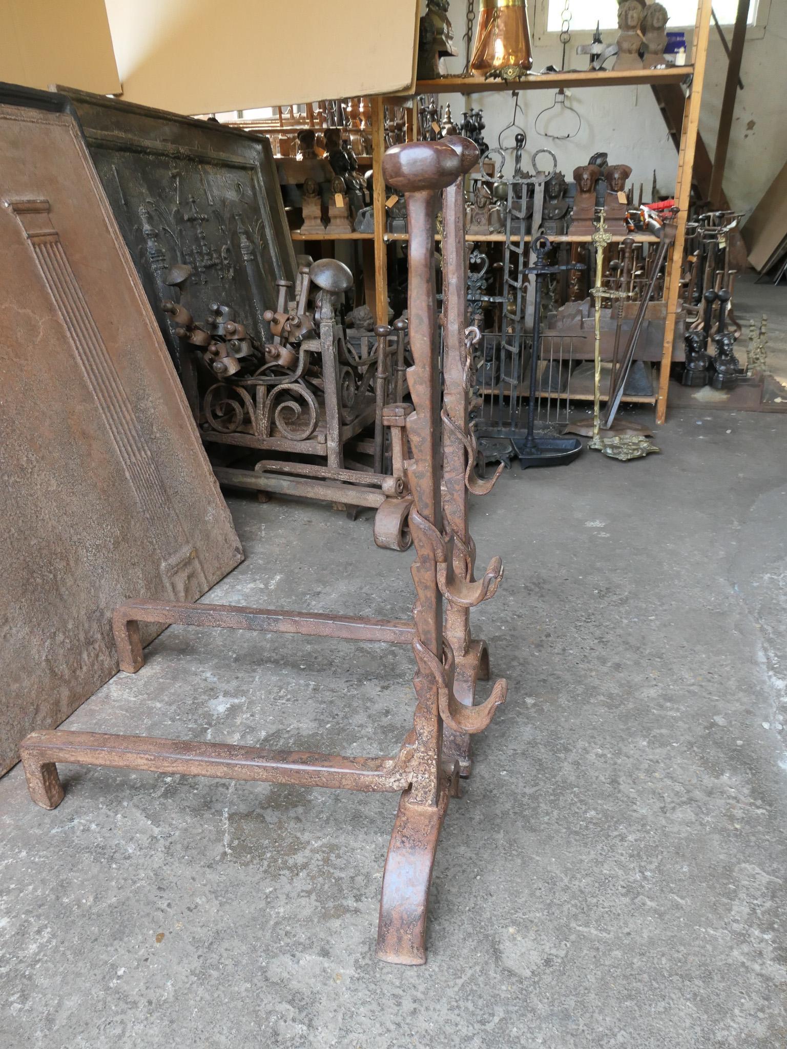 19th Century Large French Andirons, Firedogs, Louis XV Period For Sale 3