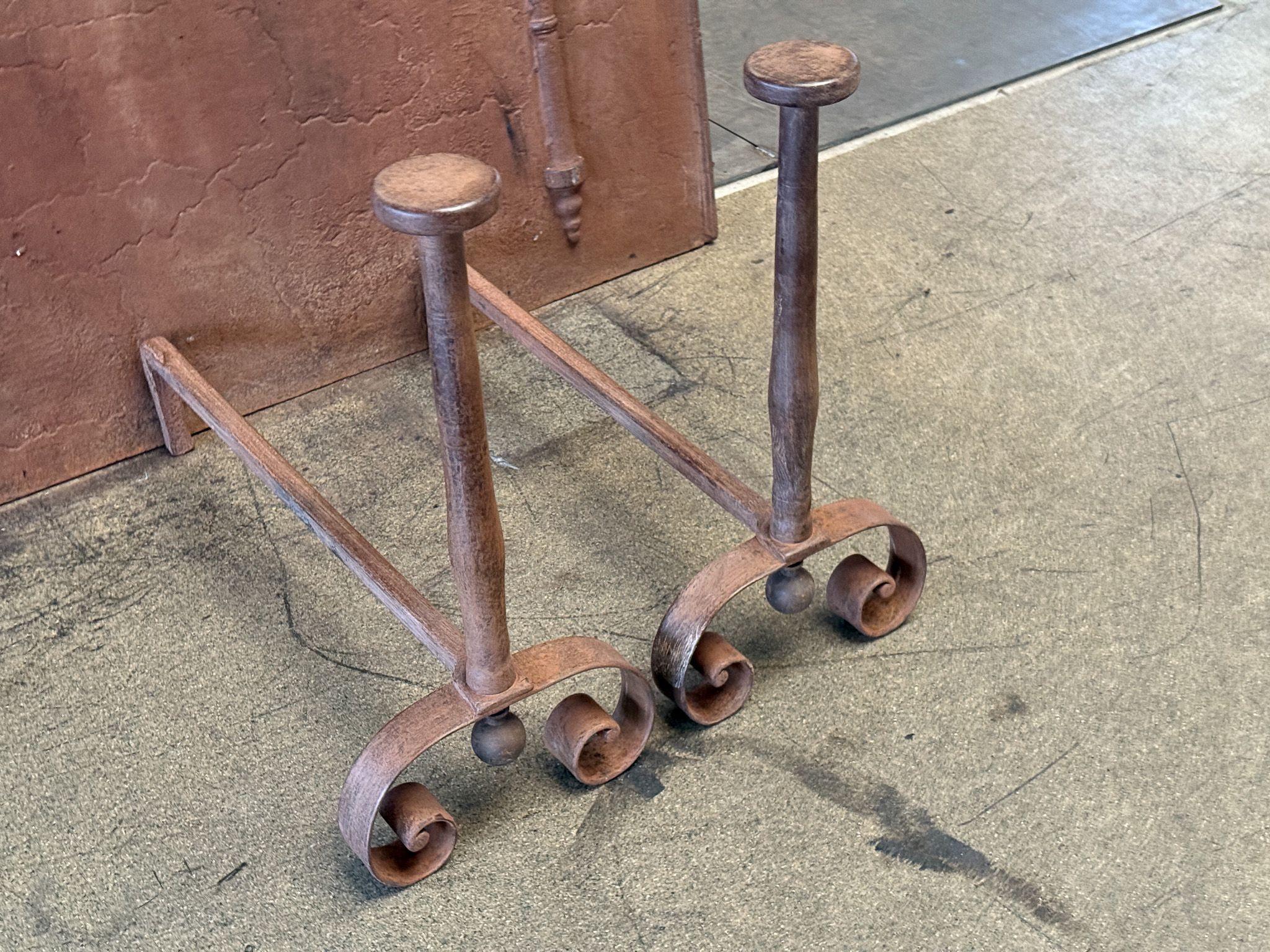 19th Century Large French Andirons, Firedogs, Victorian Period In Good Condition For Sale In Soest, NL