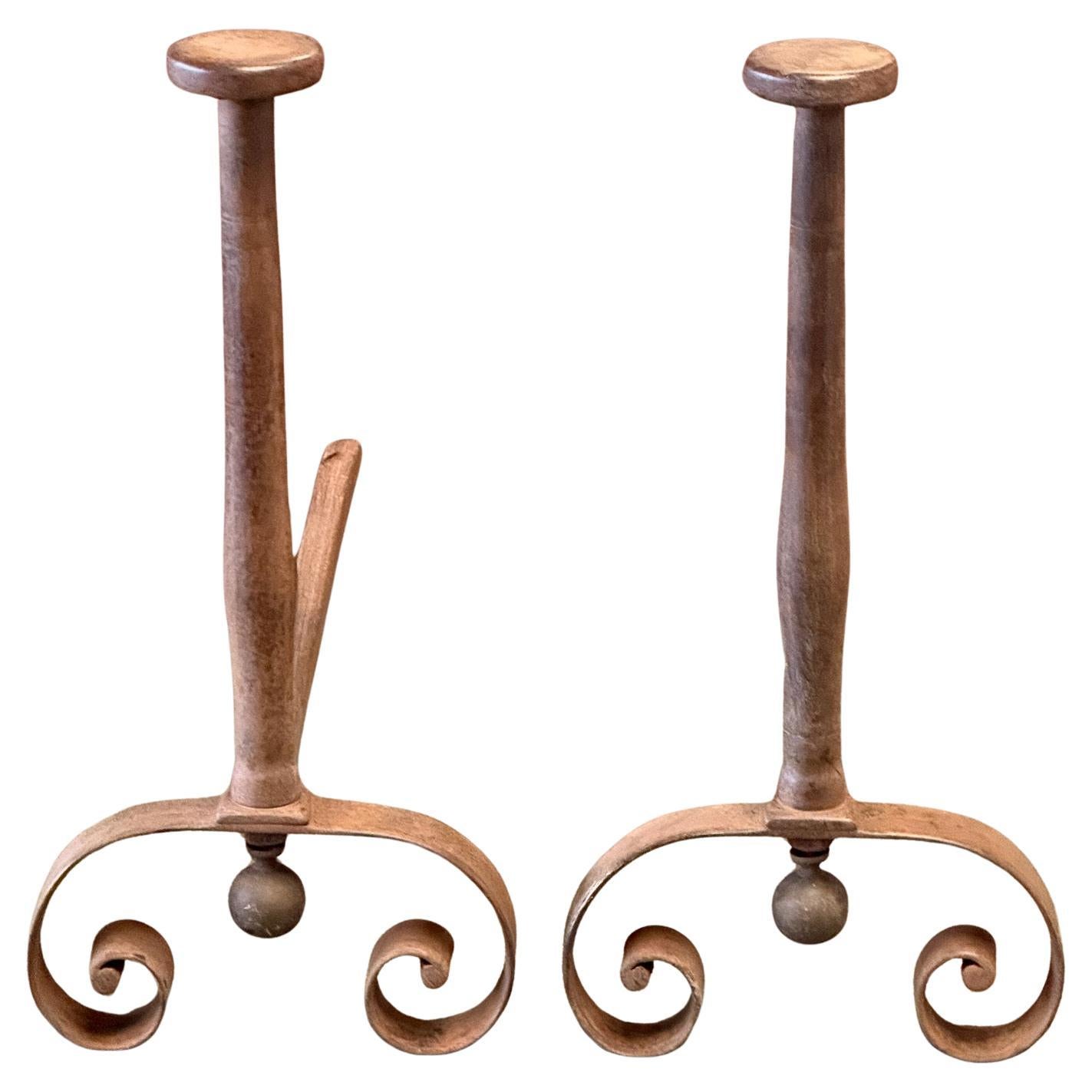 19th Century Large French Andirons, Firedogs, Victorian Period