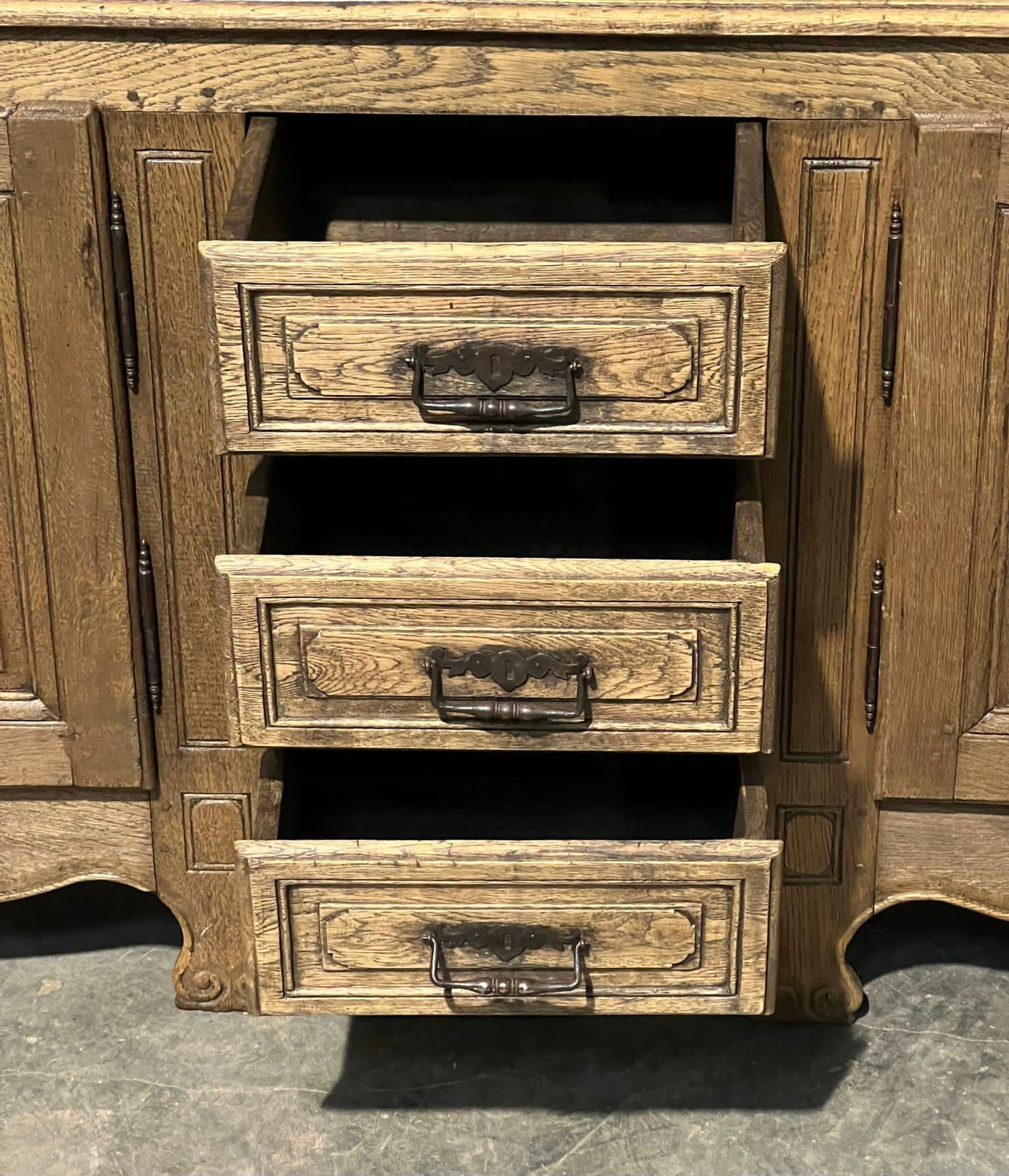 19th Century Large French Bleached Oak Enfilade  11