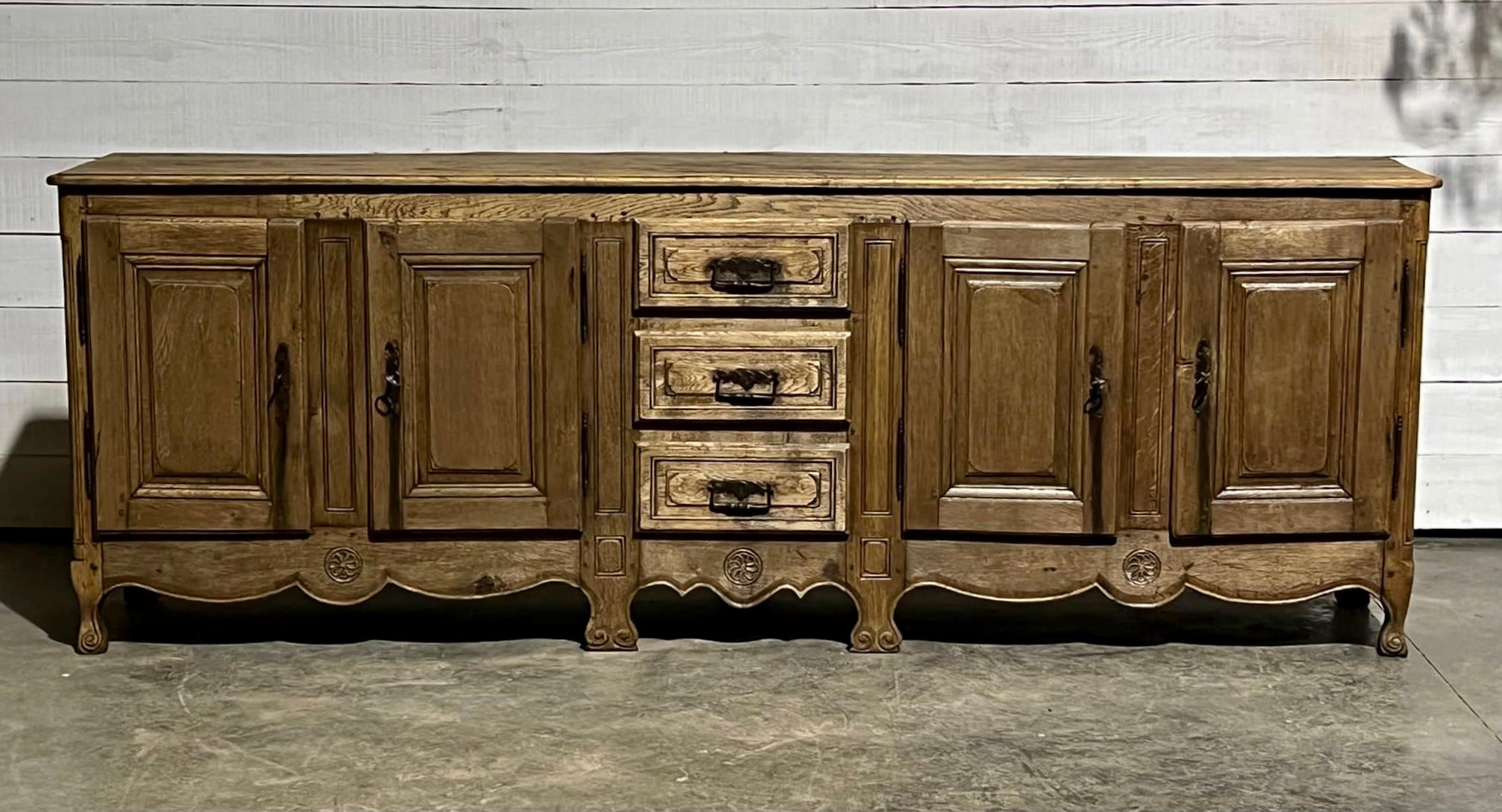 19th Century Large French Bleached Oak Enfilade  4