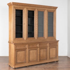 19th Century Large French Bleached Oak Four Door Display Cabinet Bookcase