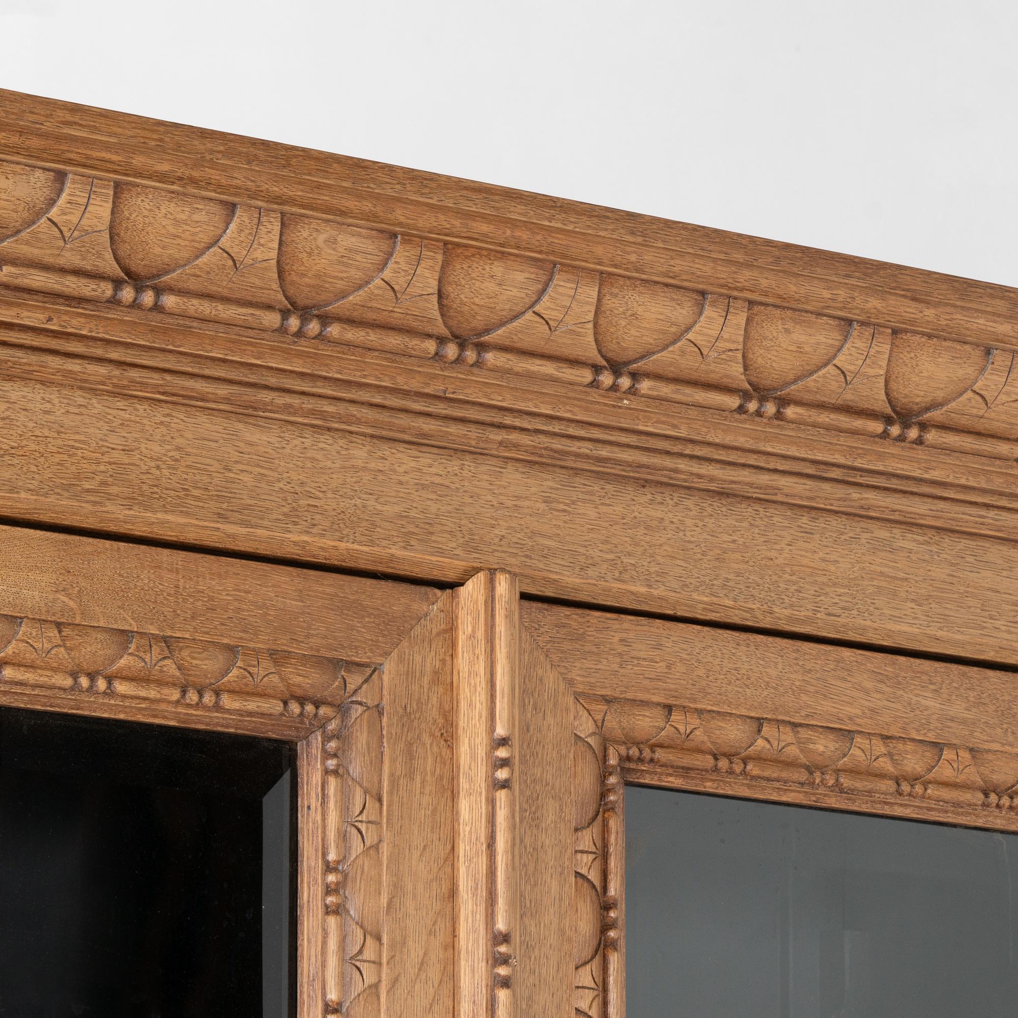 19th Century Large French Bleached Oak Four Door Display Cabinet Bookcase 1